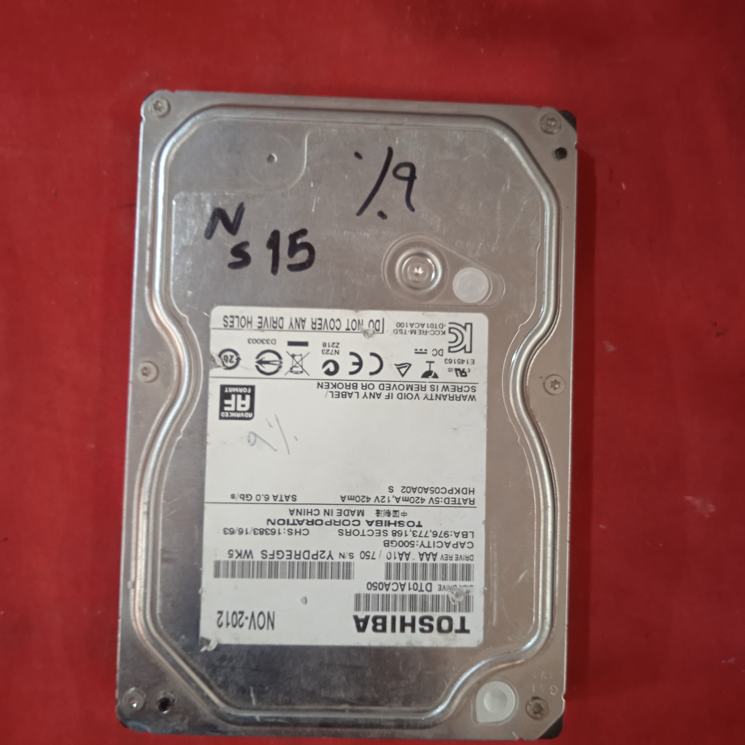 هارد کامپیوتر toshiba پانصد گیگا بایت ns15