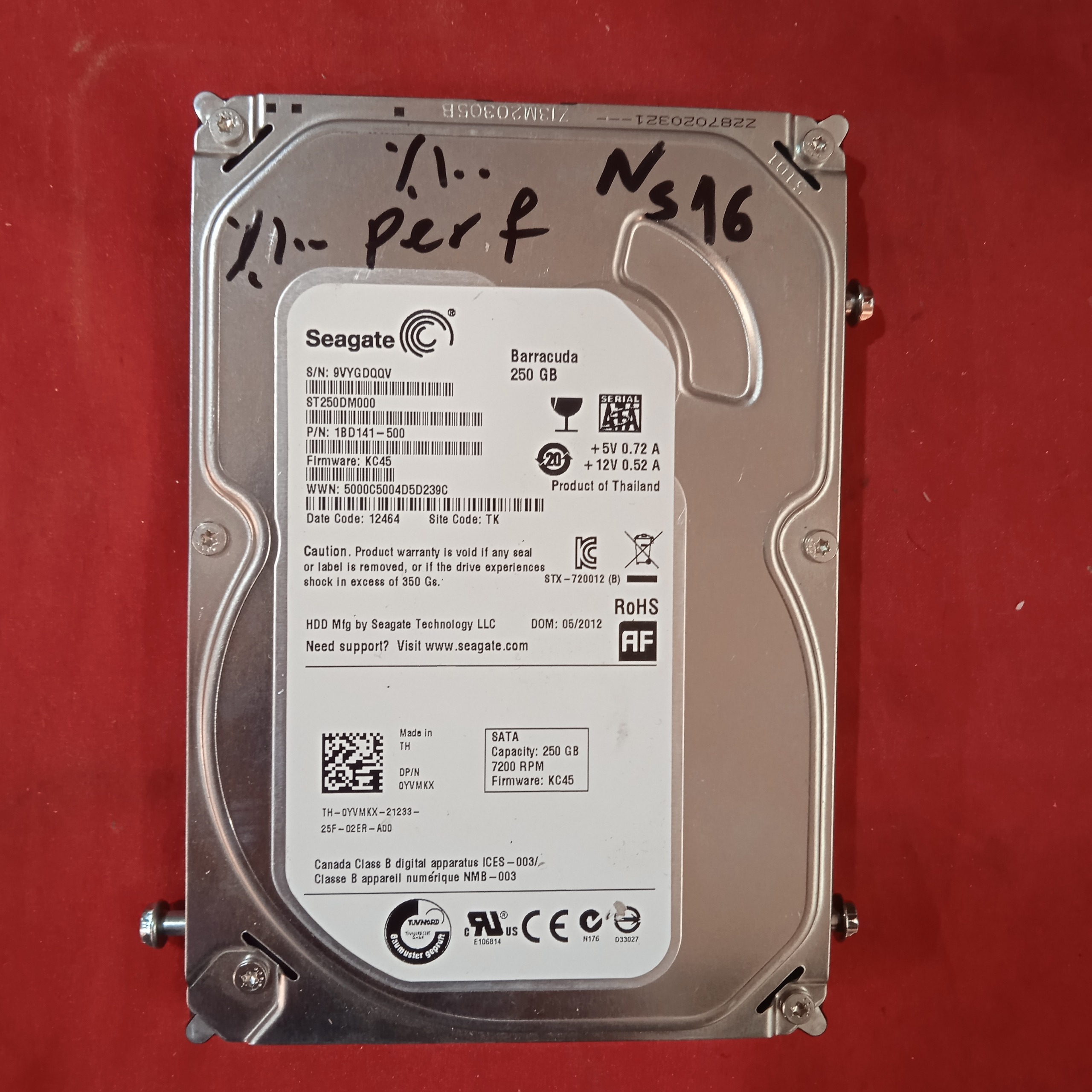 هارد کامپیوتر seagate دویست و پنجاه گیگا بایت ns16