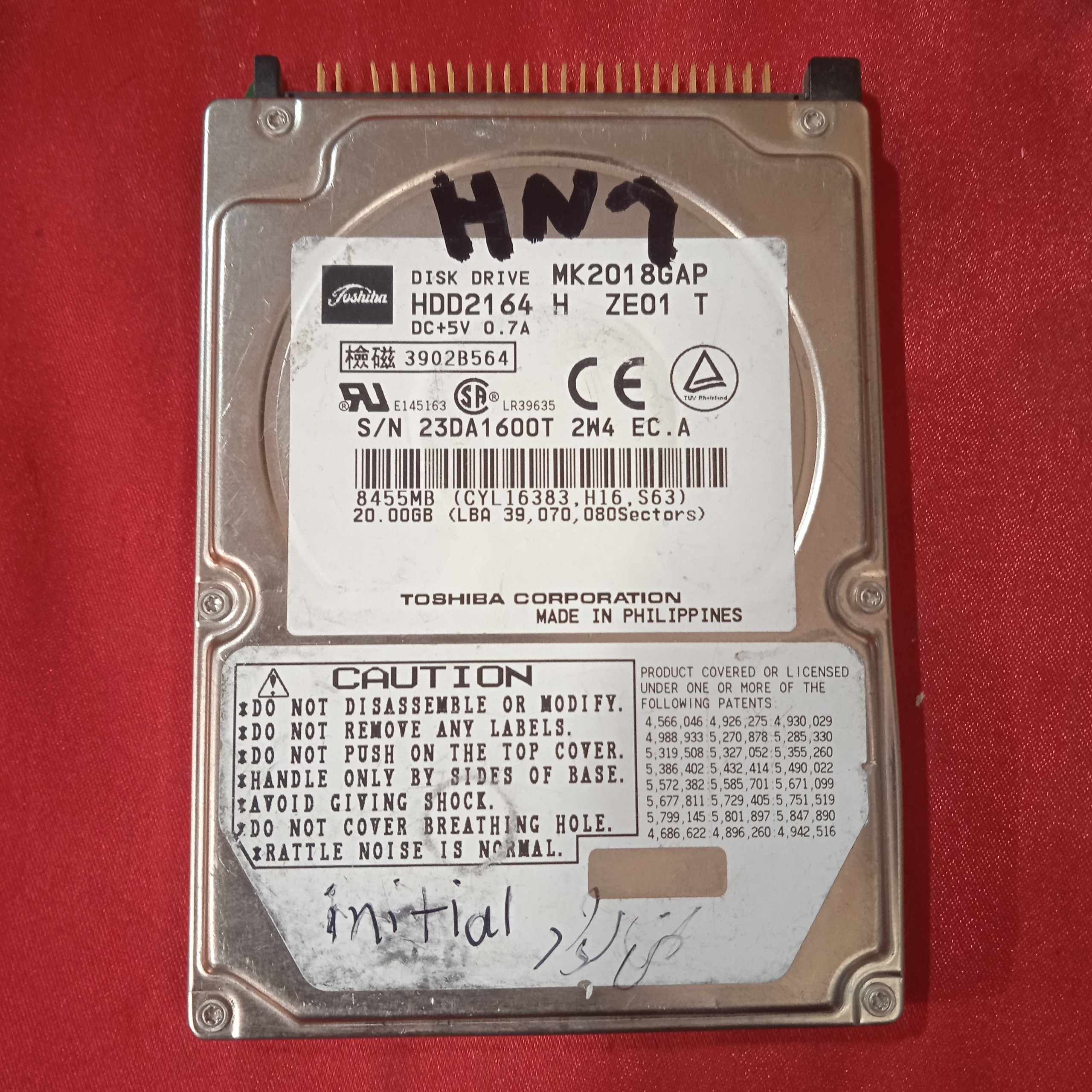 هارد لپ تاپ 20 گیگ  toshiba HN1