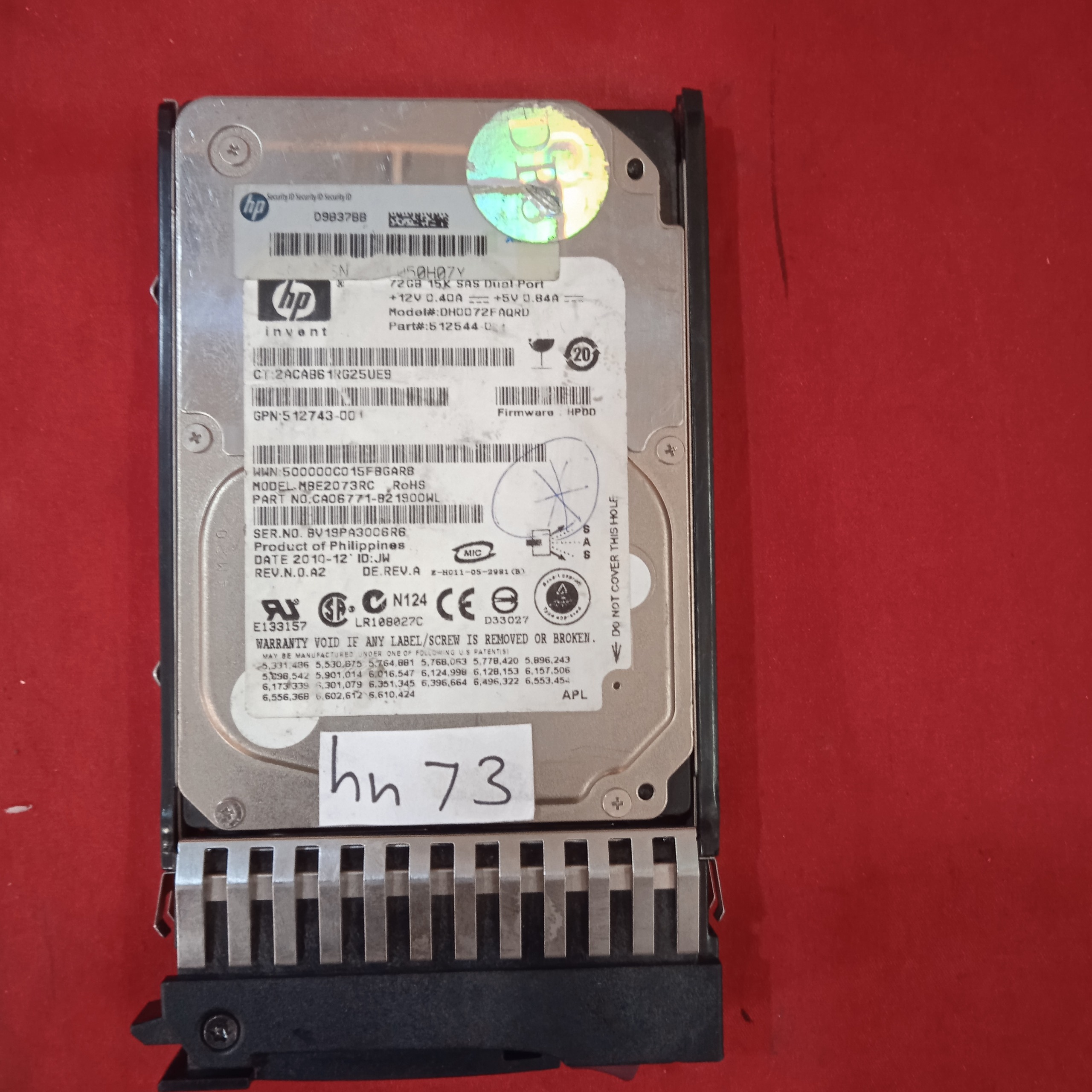 هارد سرور hp 72gb mbe2073rc hn73