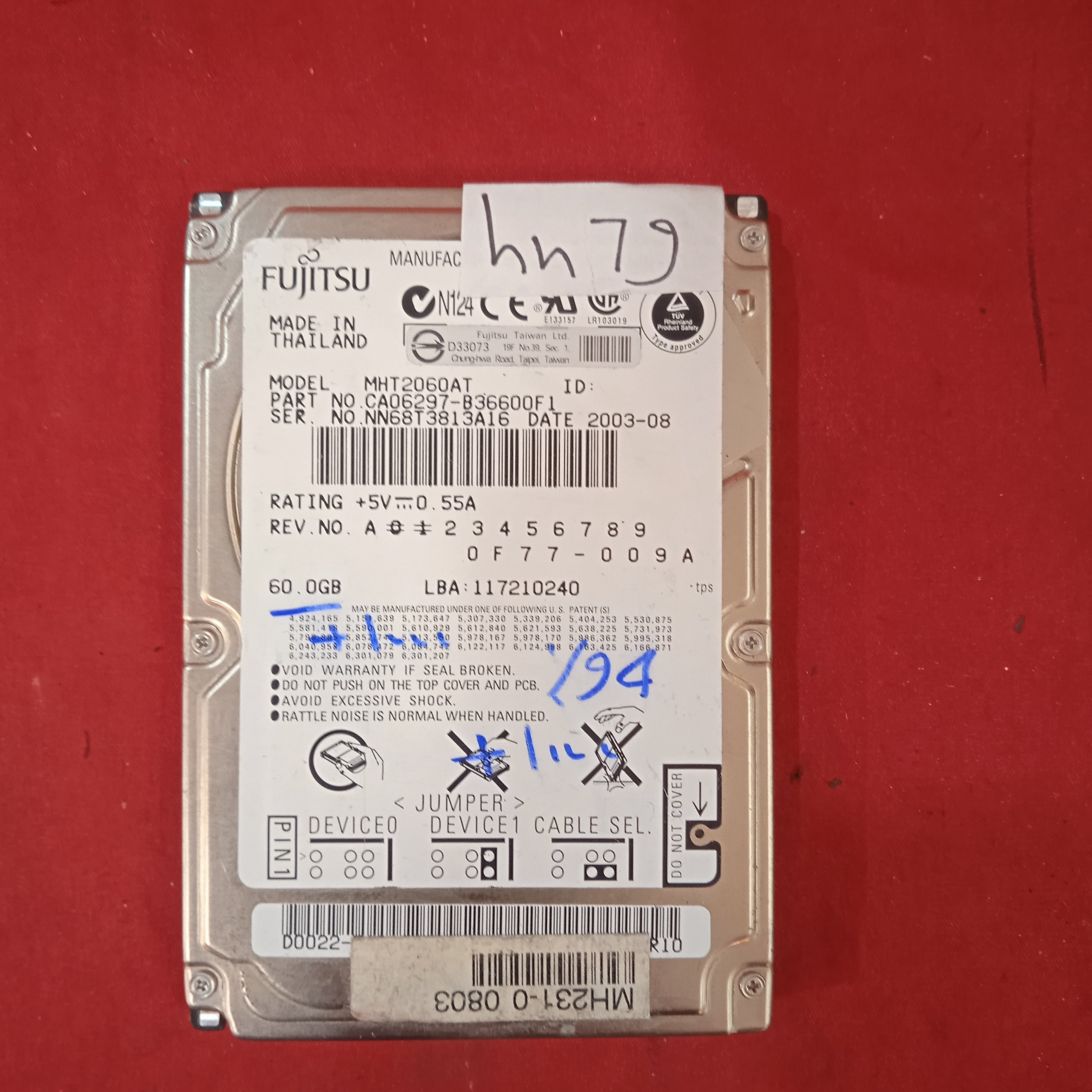 هارد لپ تاپ hn79 fujitsu mht2060at 60gb