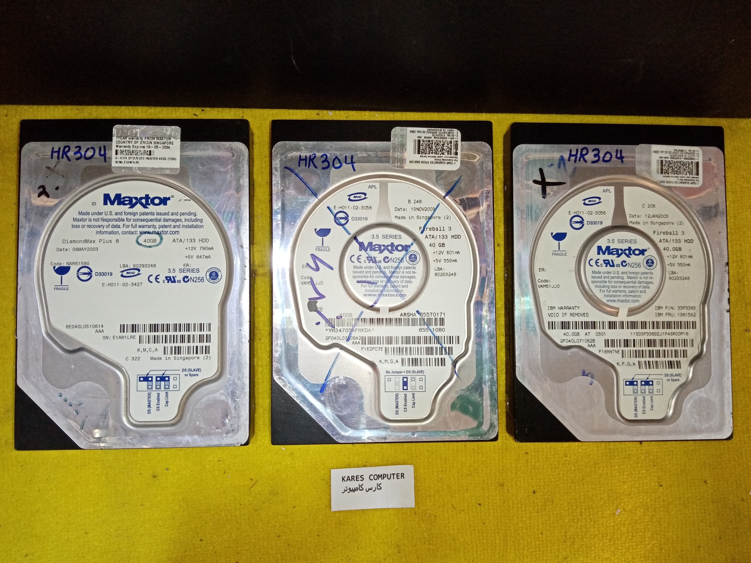hr304 سه عدد هاردکامپیوتر maxtor  40gb