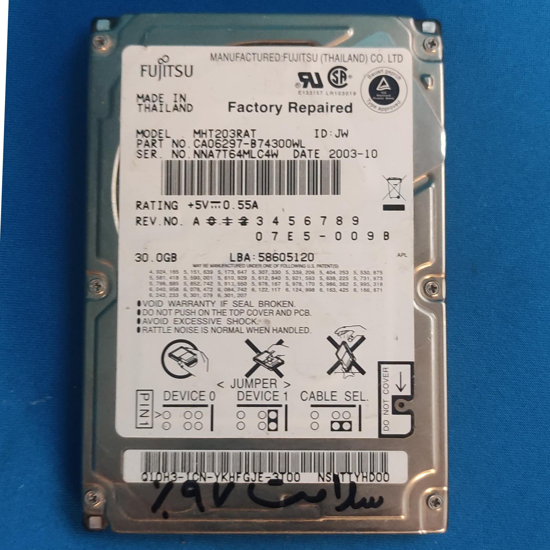 FUJITSU MHT203RAT KARES 349 هارد لپ تاپ