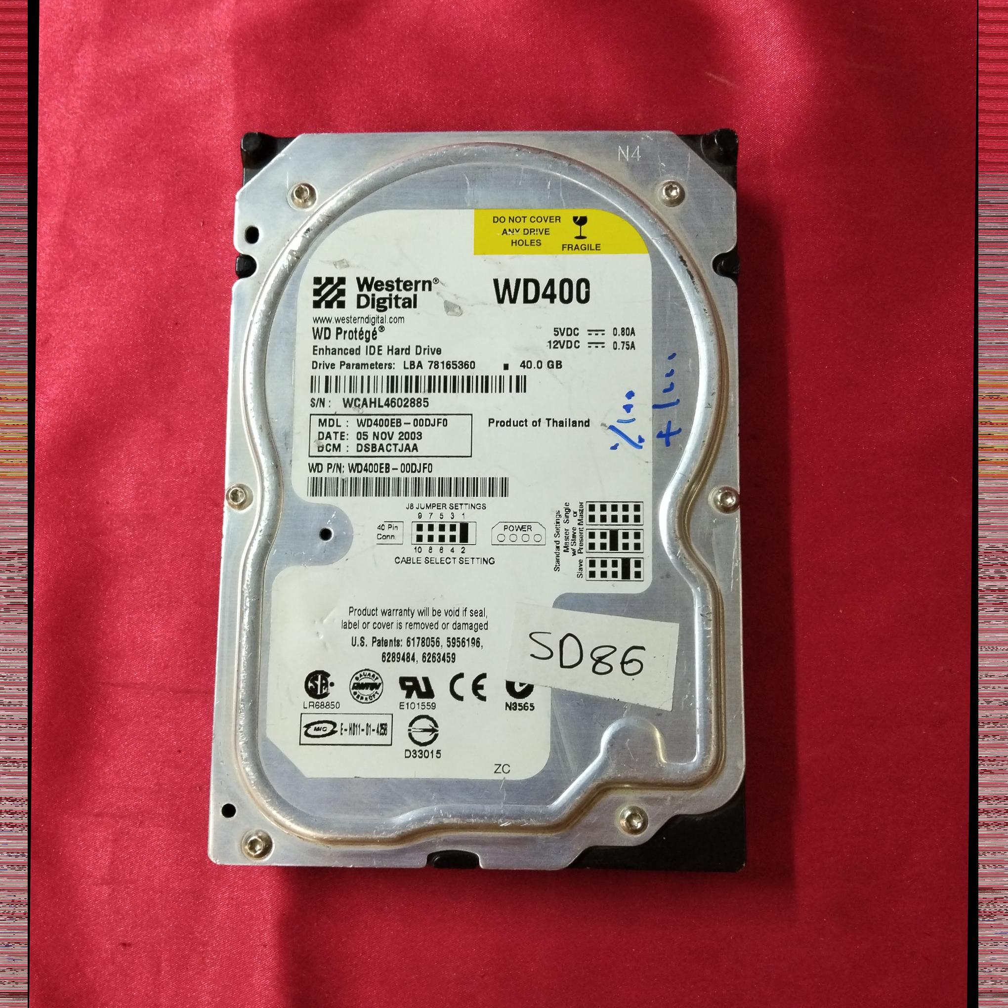 هارد کامپیوتر Western Digital 40GBکدSD86