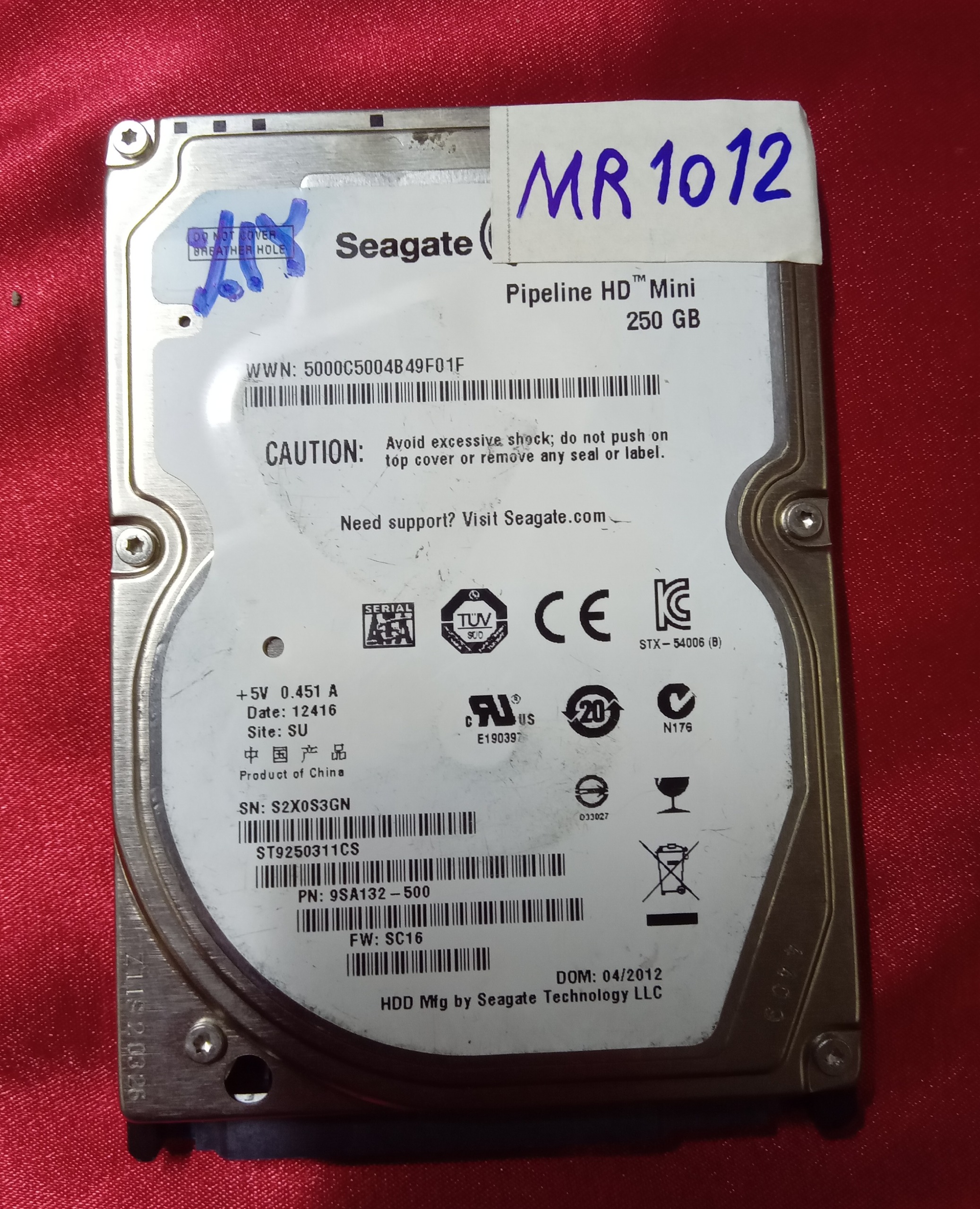 هارد لپ تاپ سیگیت 250 گیگابایت کد MR1012