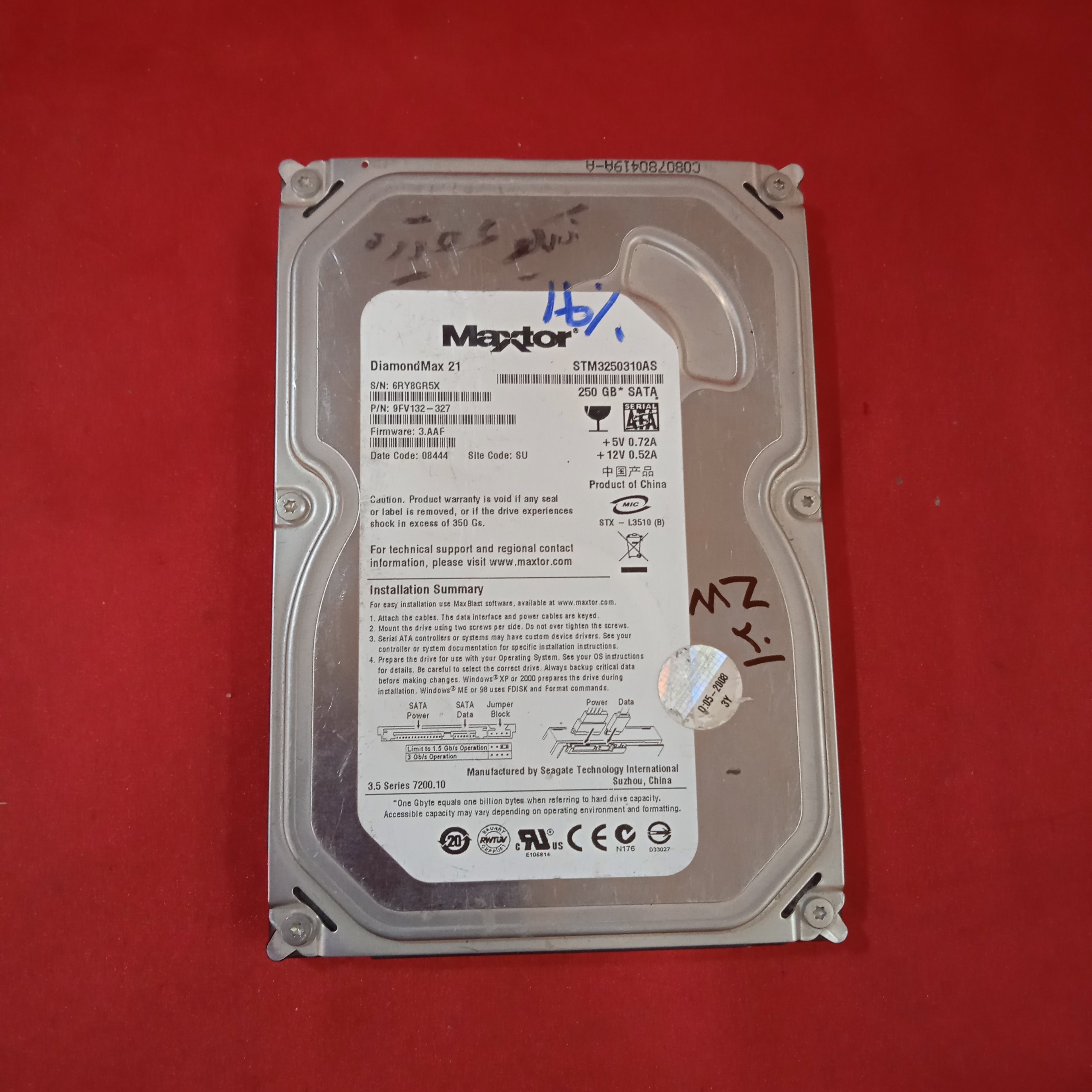 هاردمکستور 250گیگ سلامت91درصد