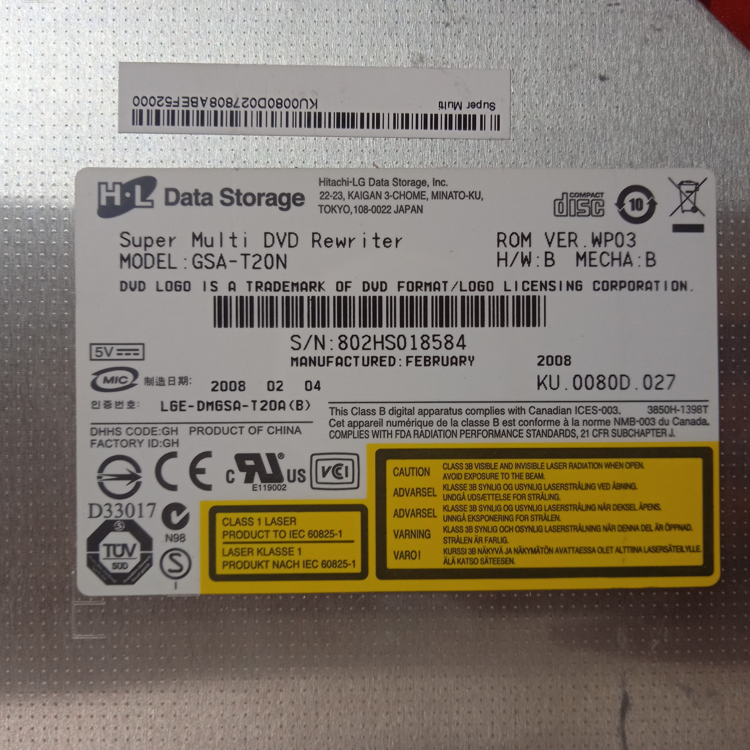 دی وی دی رایتر IDEکدDm54 مدلGSA_T20N