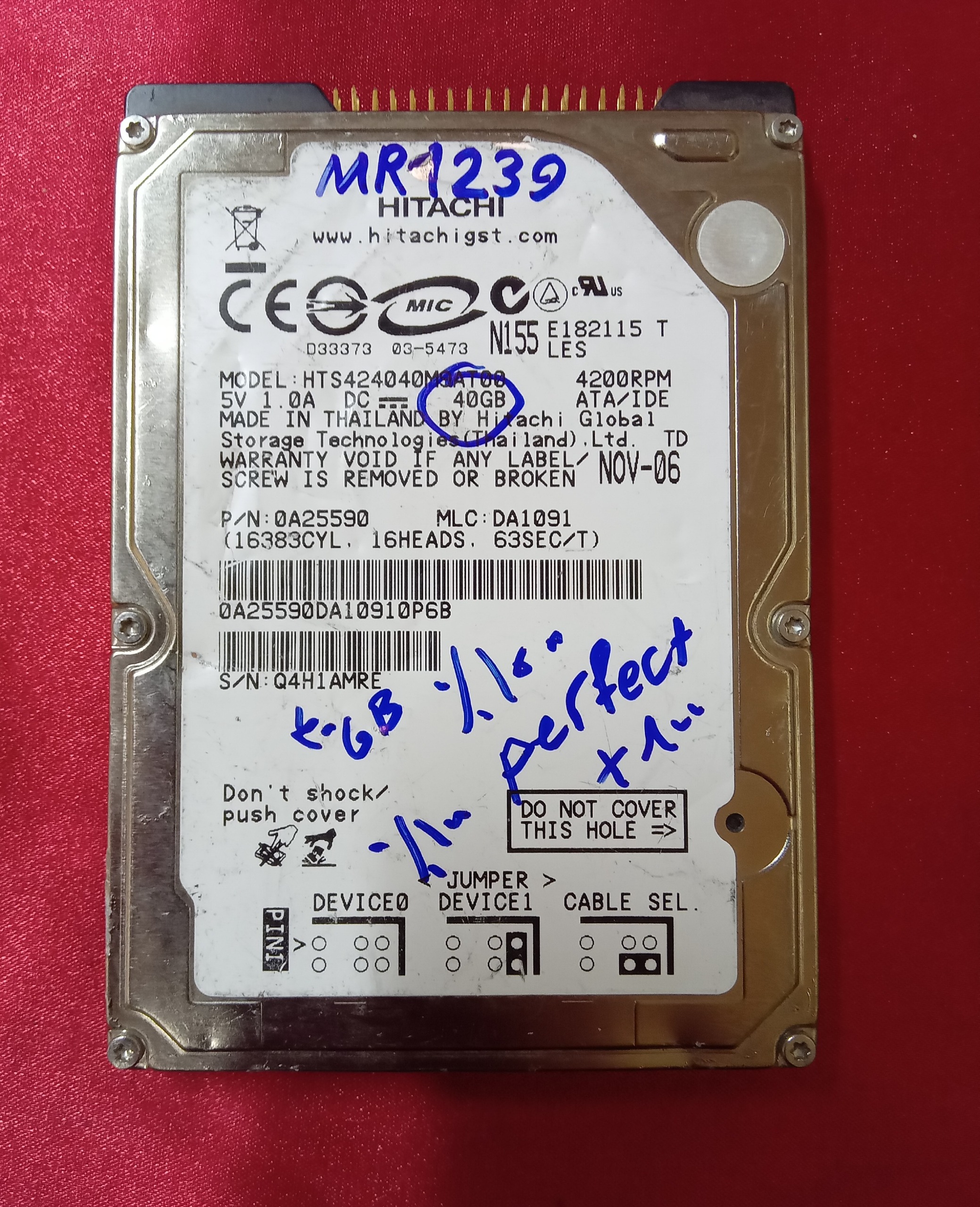 هارد لپ تاپ ide HITACHI 40GB سلامت 100٪