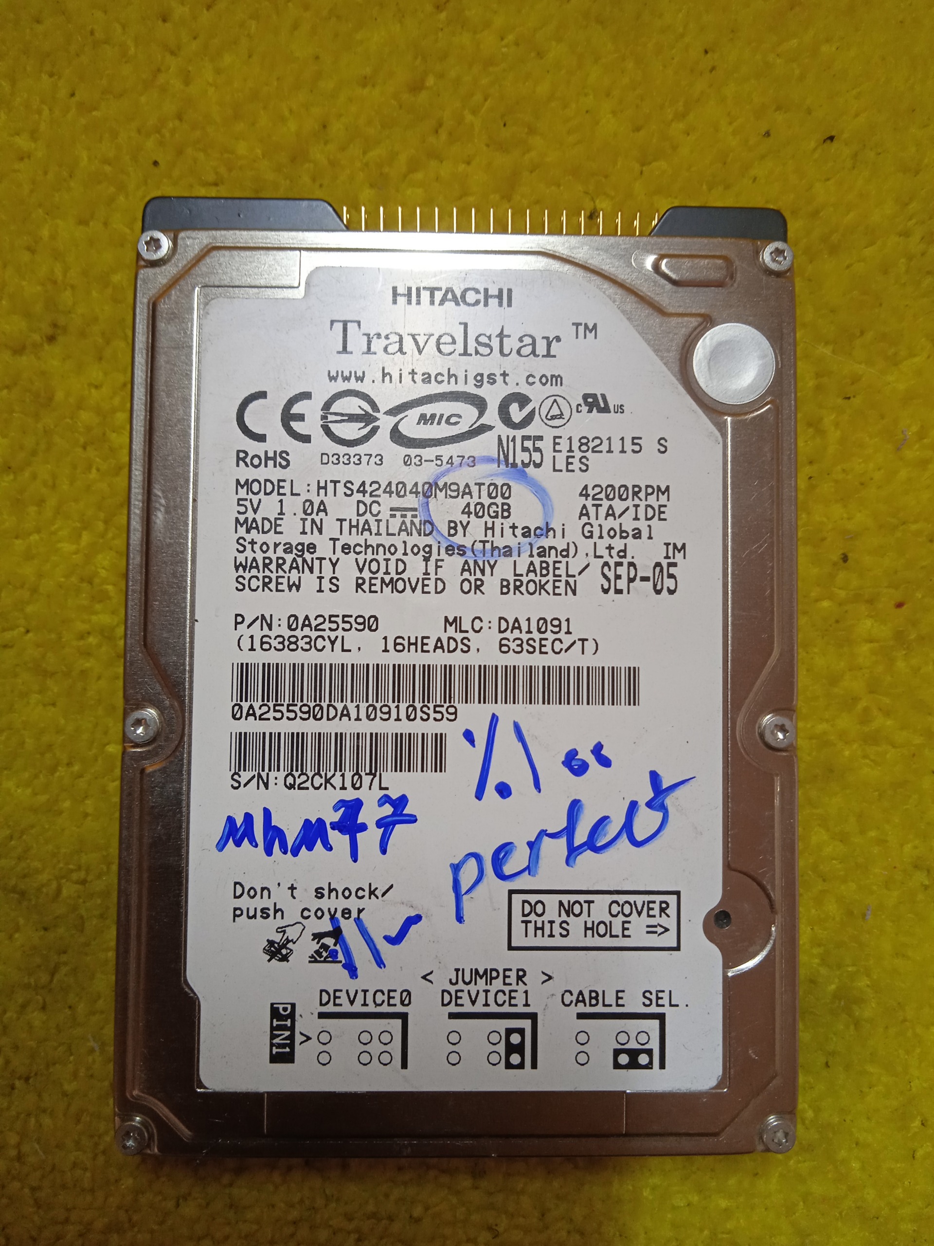 هارد لپ تاپ TITACHI HTS4240M9AT00 40GB سلامت100٪