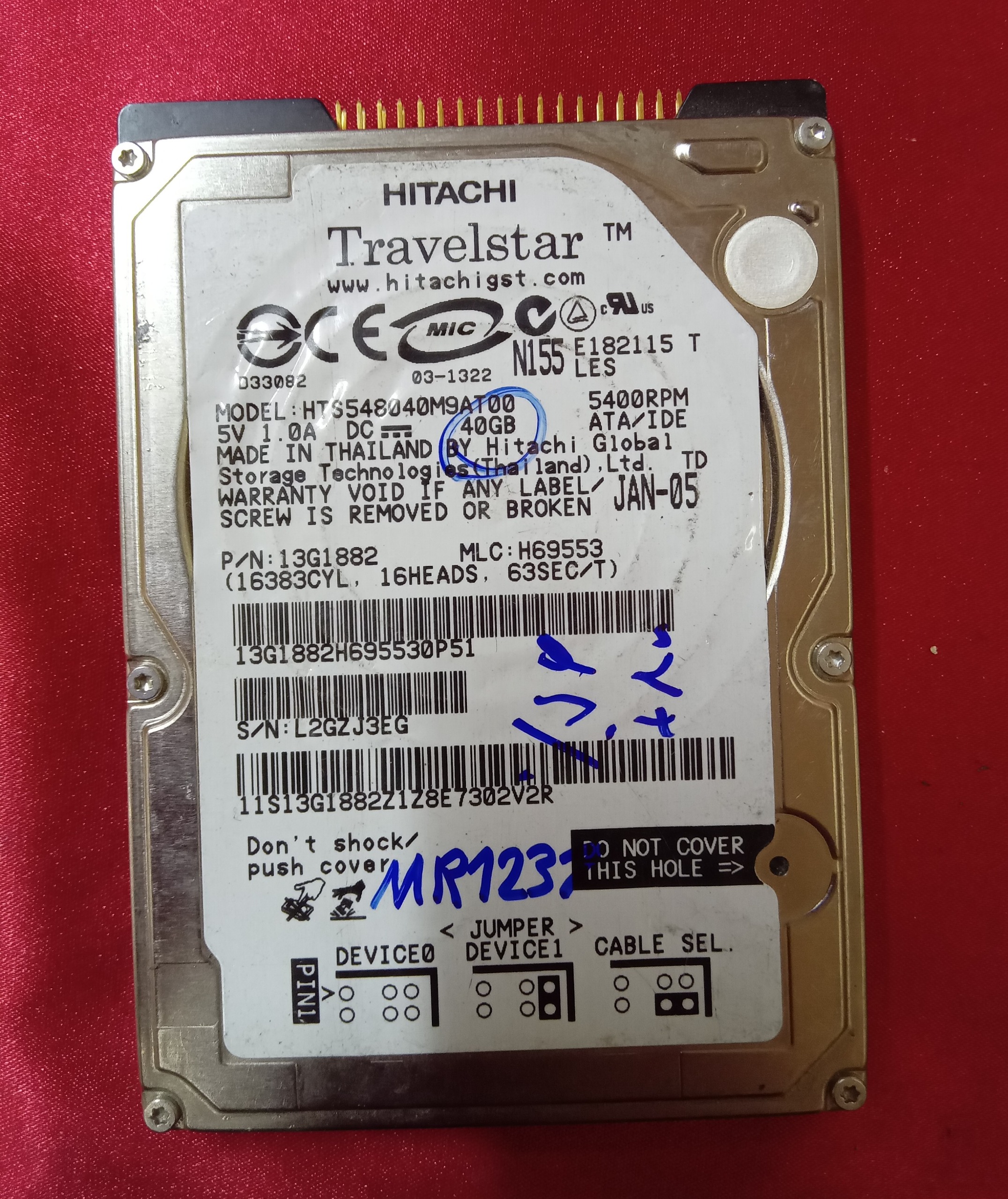 هارد لپ تاپ HITACHI HTS548040M9AT00 40GB سلامت76٪