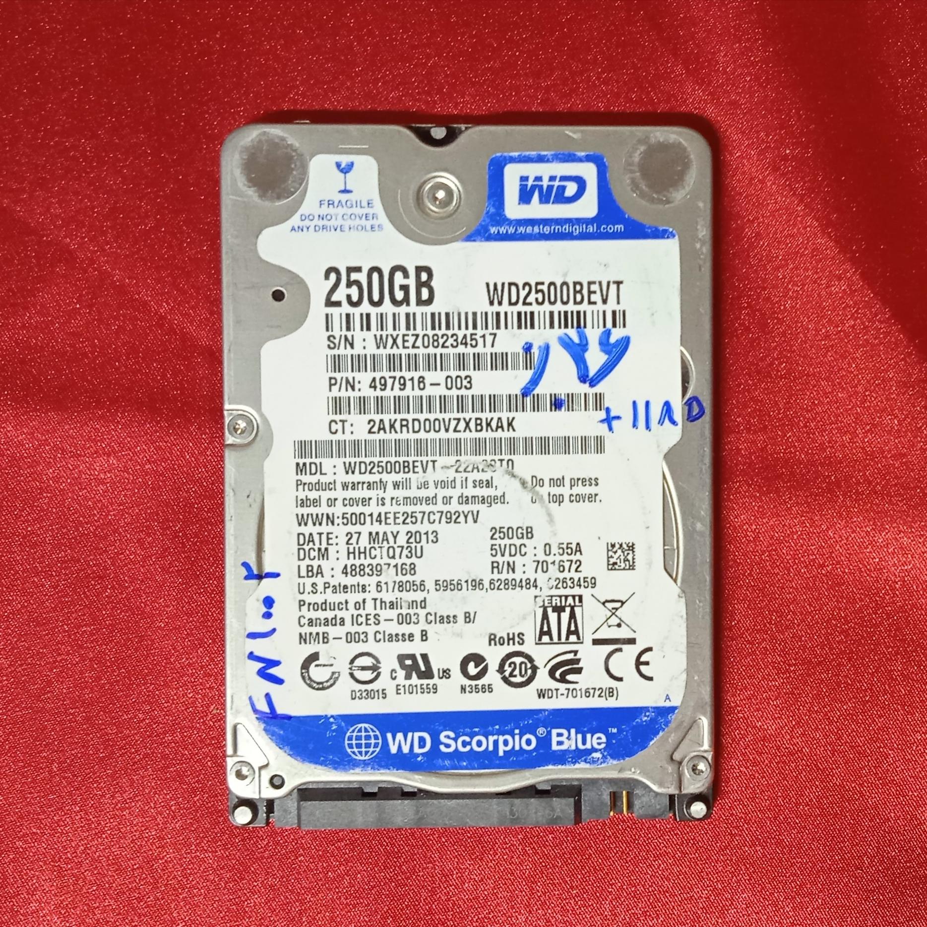 هارد لپ تاپ وسترن دیجیتال 250GB کد FN1002