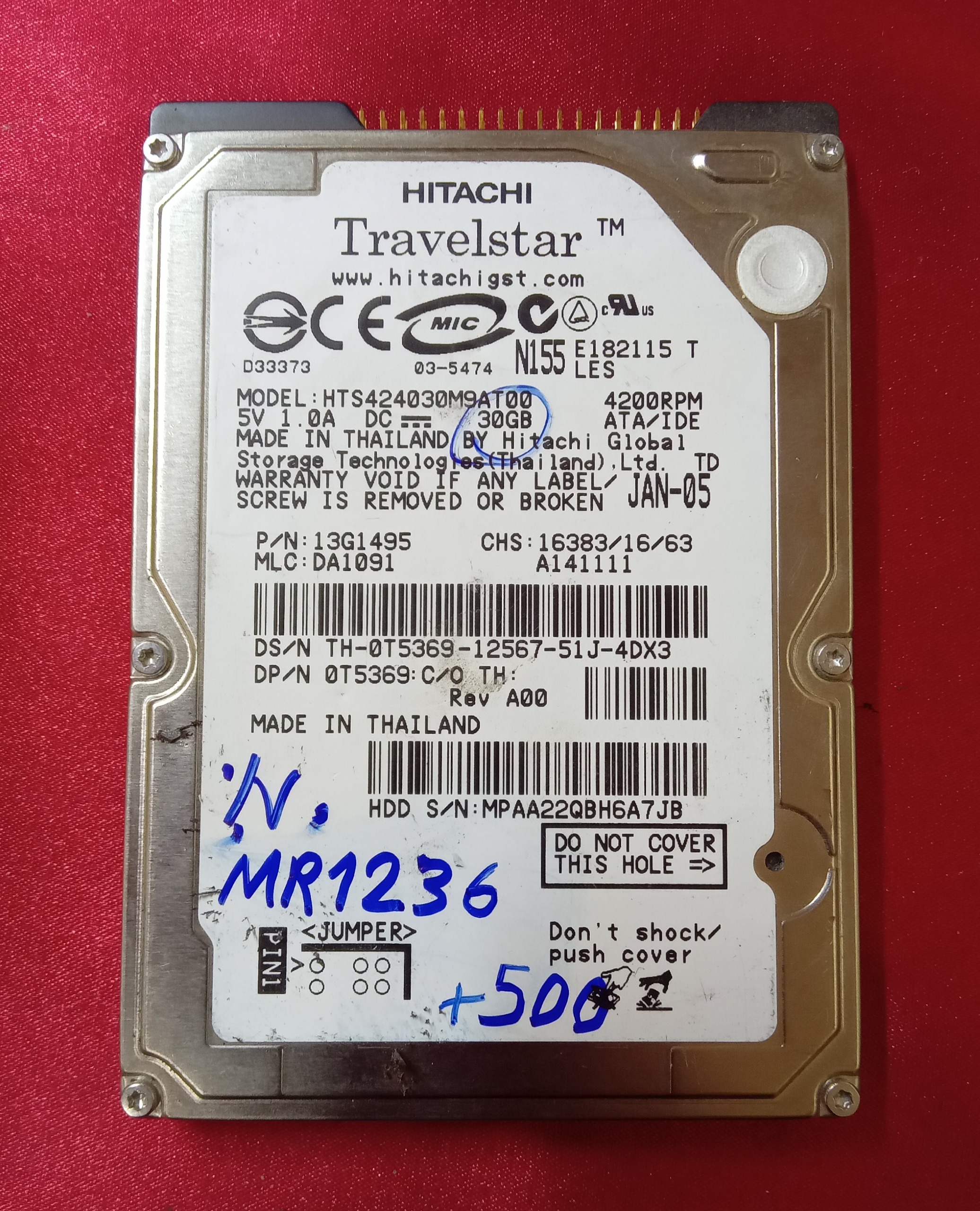 هارد لپ تاپ HITACHI HTS424030M9AT00 30GB سلامت70٪