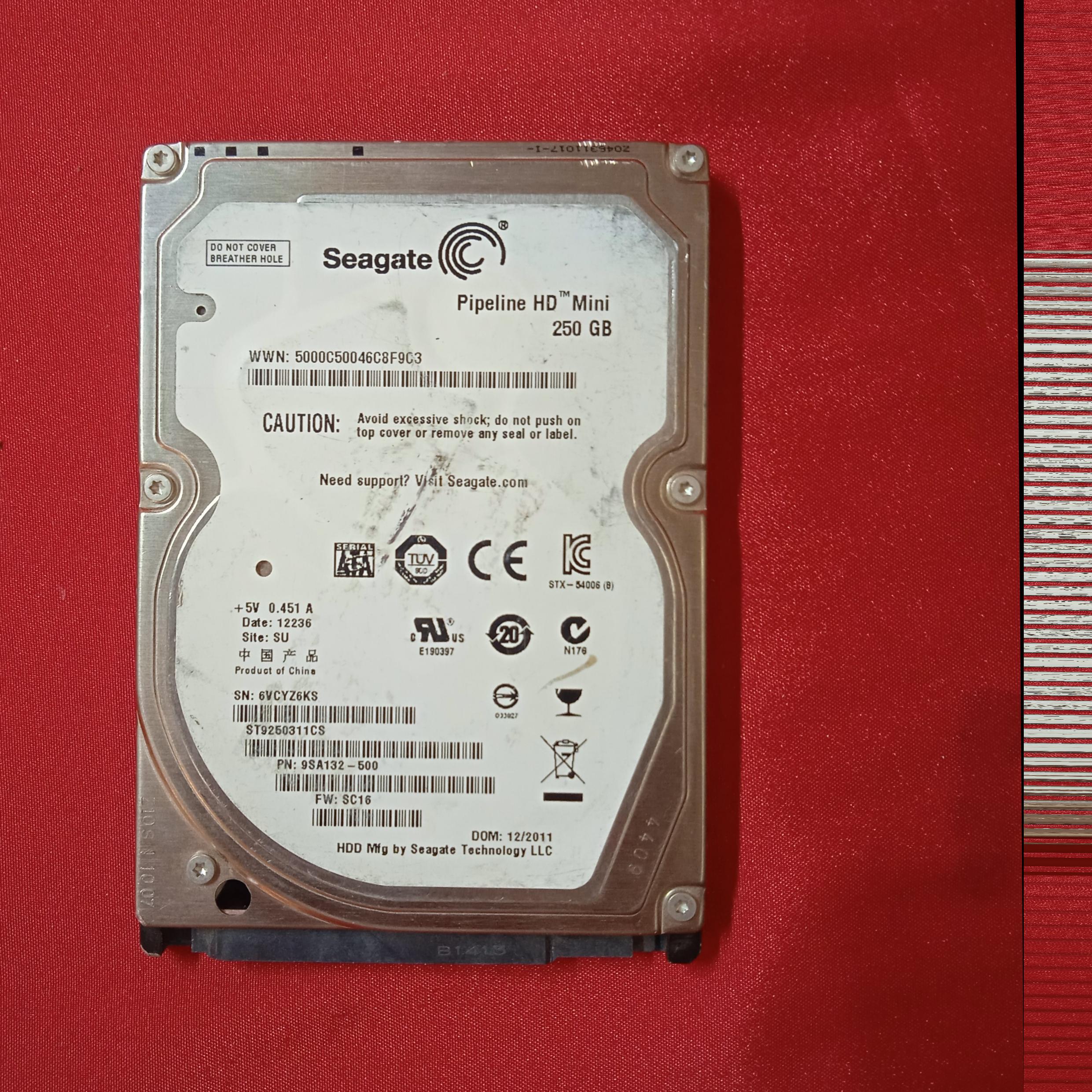 هارد لپ تاپ 250 گیگ sata seagate کد DM115