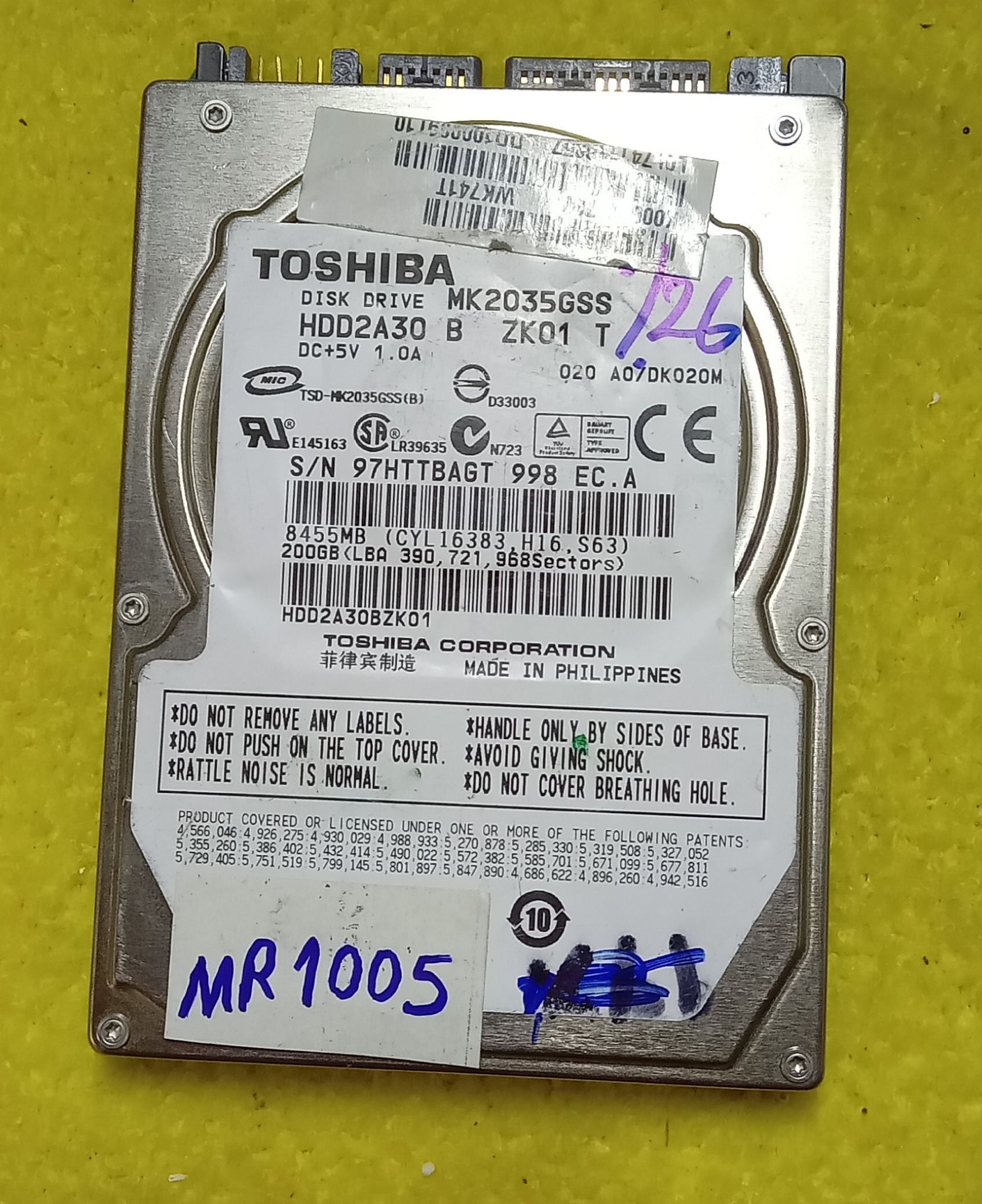 هارد لپ تاپ توشیبا 200گیگابایت کدMR1005