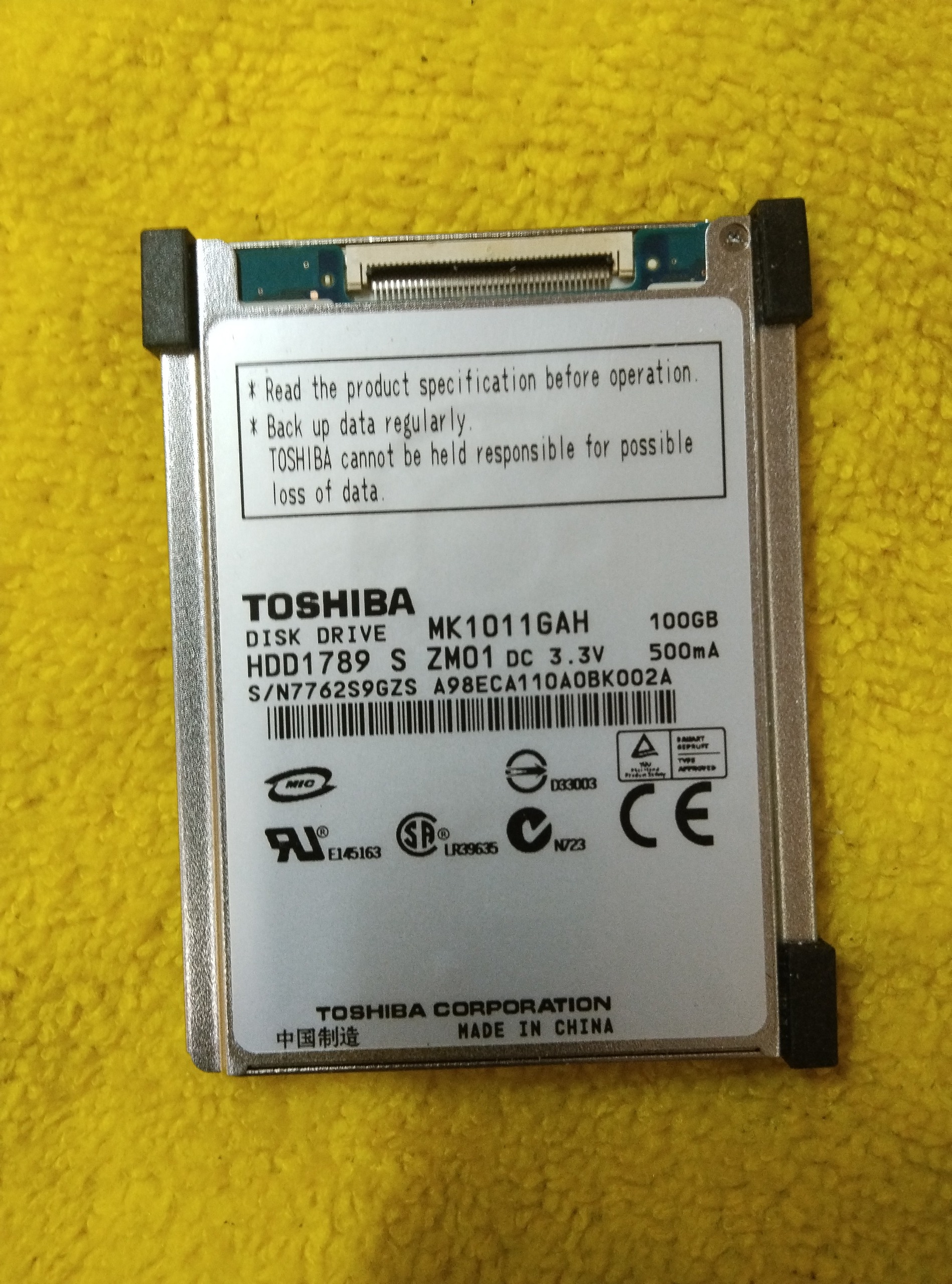 هارد فلتی لپ تاپ 1/8اینچ toshiba MK1011GAH 100g