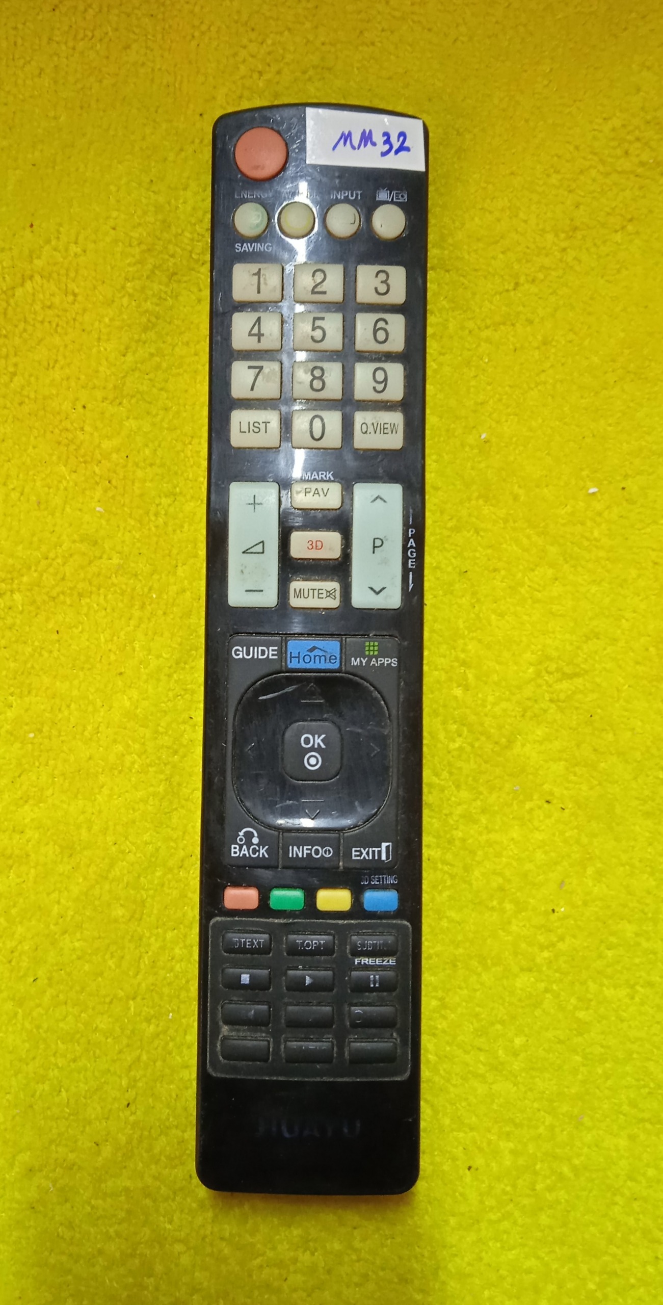 ریموت کنترل تلویزیون هوآیو کد mm32