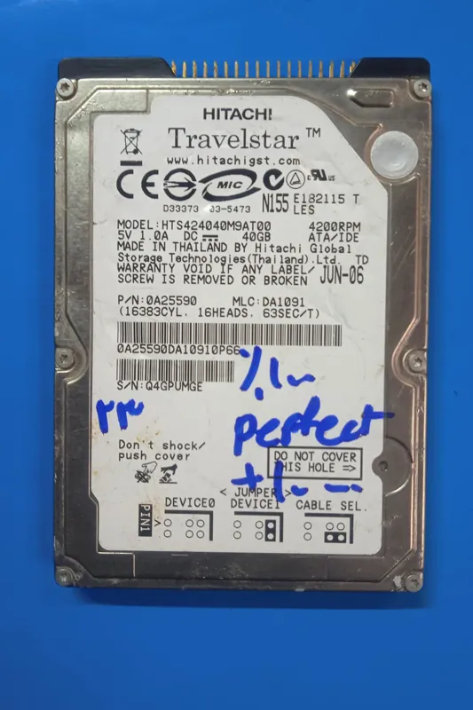 هارد هیتاچی 40 گیگ 100٪سلامت IDE HTS42404M9AT00