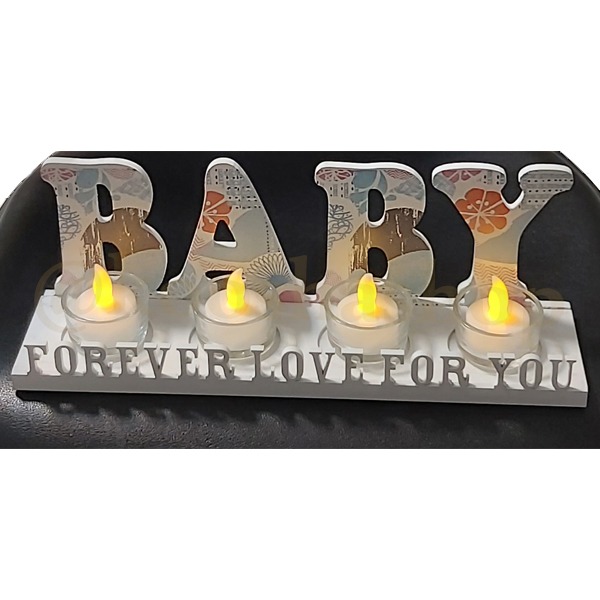 جاشمعی و استند چوبی طرح BABY وارمر باتری خور