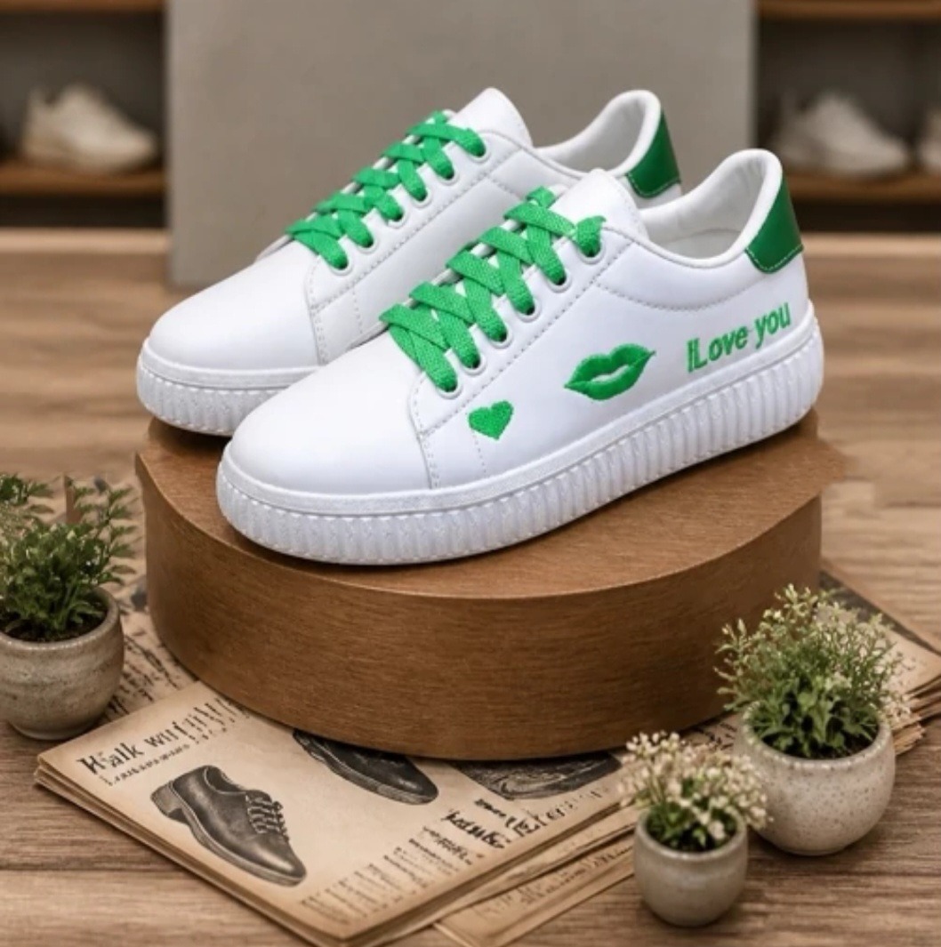 کفش کتونی اسپرت مدل لاو سبز و قرمز سایز 37 تا 40