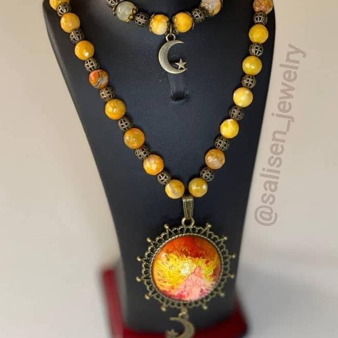 نیم ست سنگ و رزین ماه و خورشید