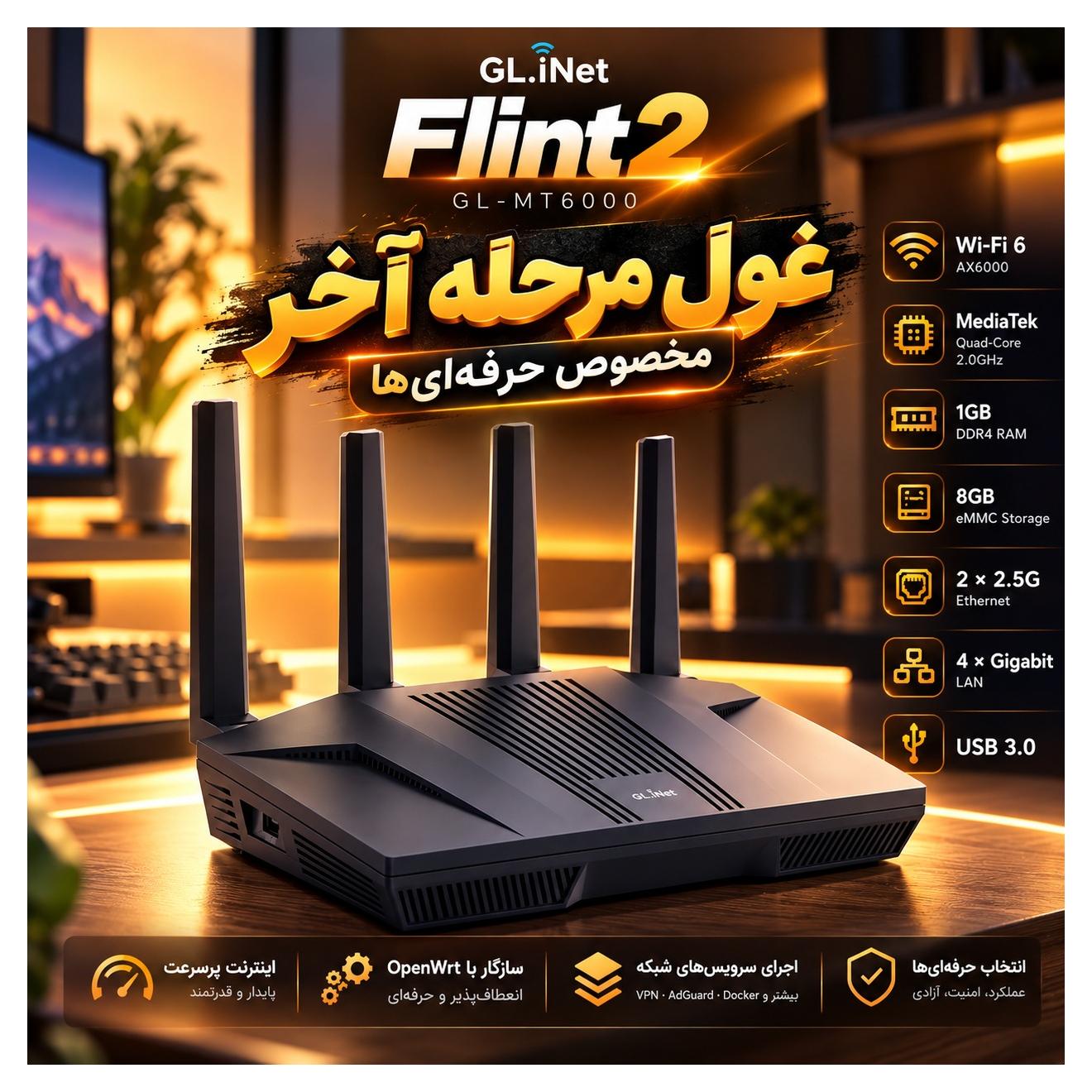 روتر GL.iNet Flint2 GL-MT6000