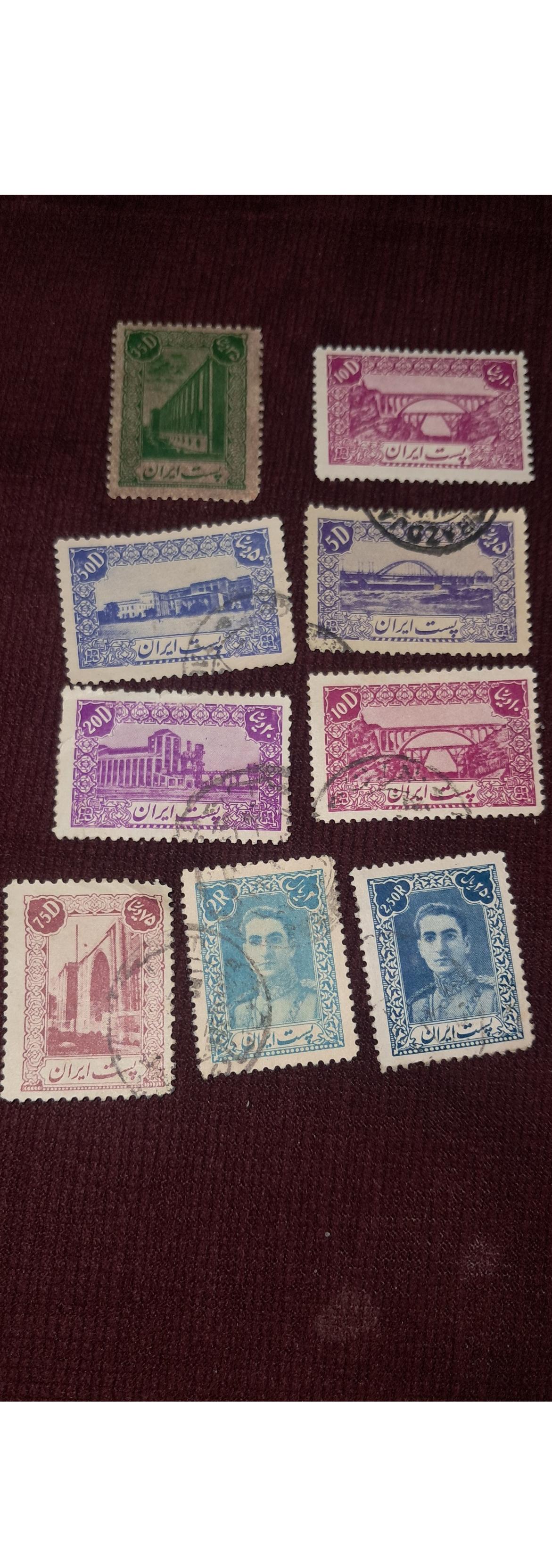 9 تمبر نو و باطله سری اول 1321پستی