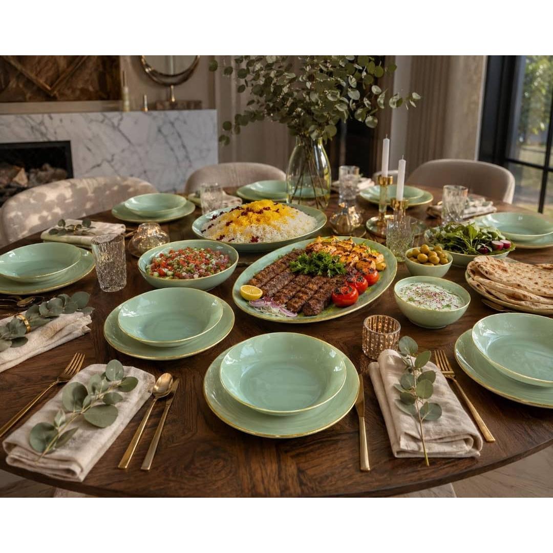 سرویس غذا خوری 25 پارچ پیرکس رنگ سبز رلکسی