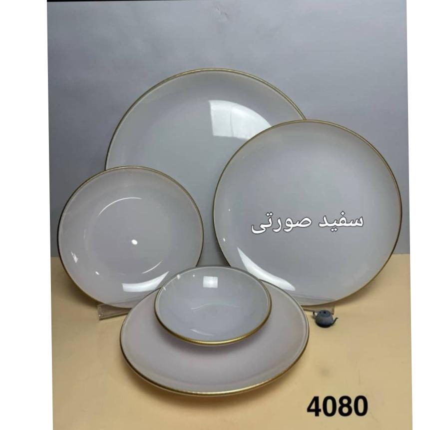سرویس25 پارچه غذا خوری ارکو پیرکس رنگ سفید.صورتی
