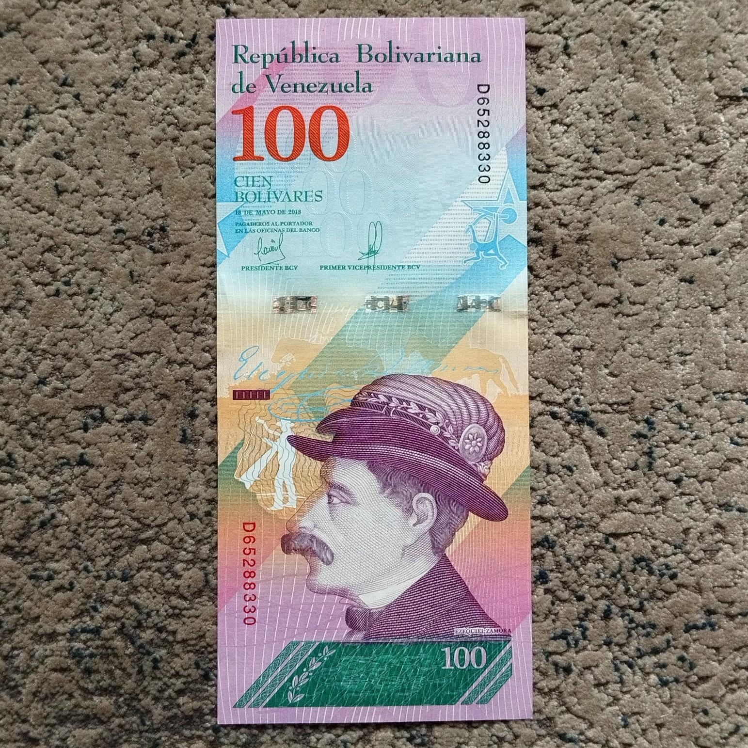 اسکناس 100 بولیوار ونزوئلا 2018