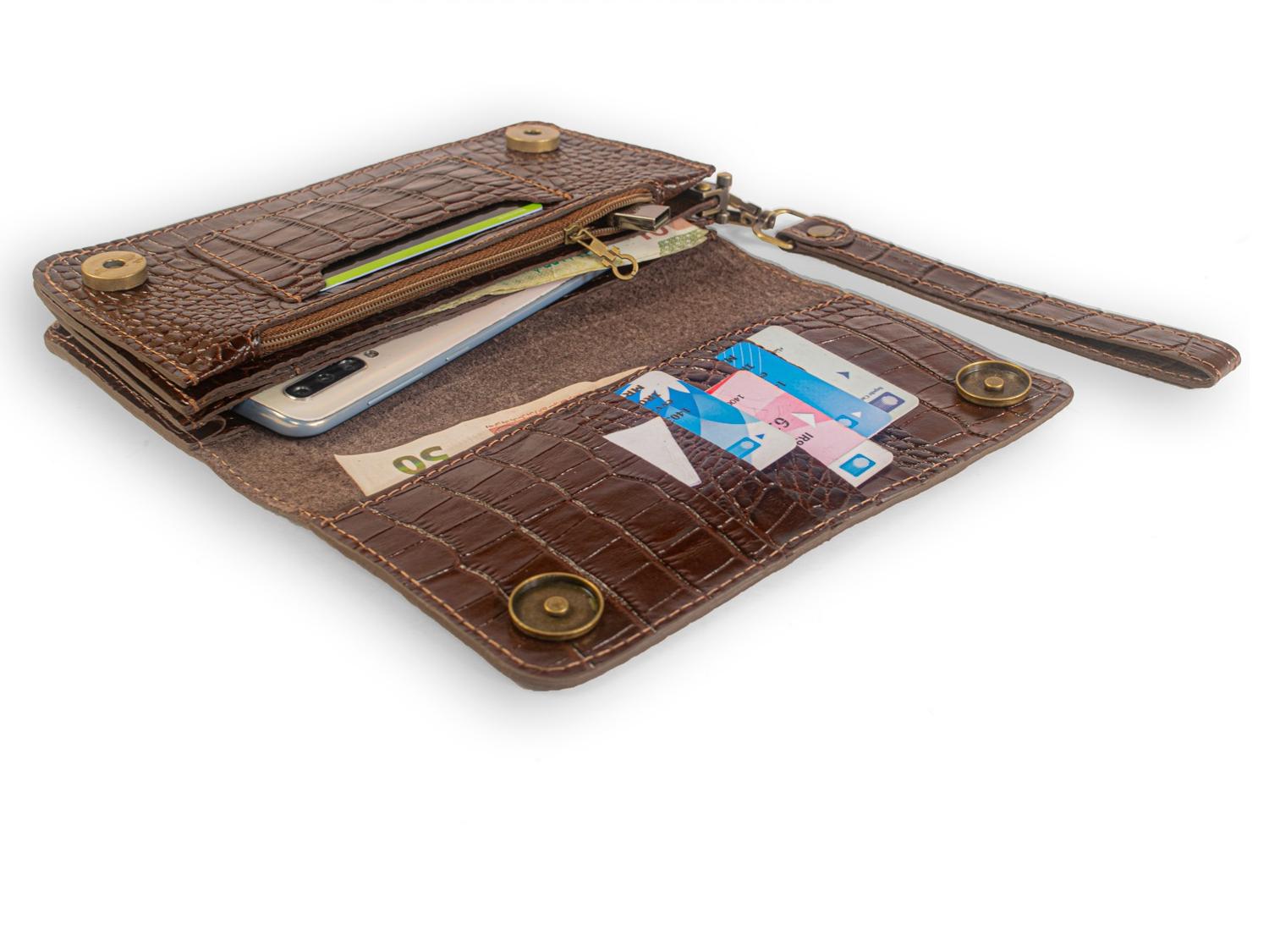 کیف دستی چرم طبیعی گاوی کروکو قهوه ای کد K5053