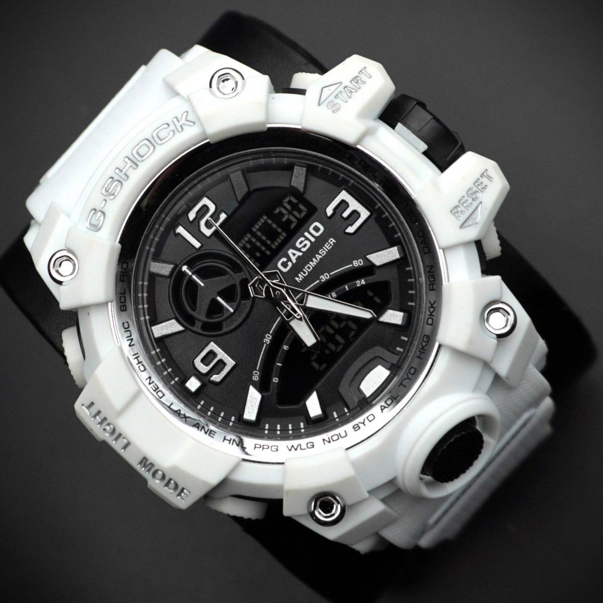 ساعت کاسیو G-SHOCK سفید مشکی آنالوگ دیجیتال اسپرت