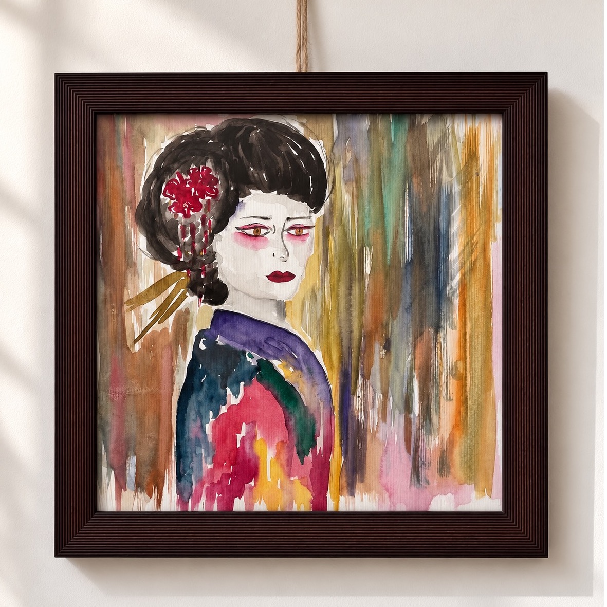 نقاشی آبرنگ دختری از ژاپن