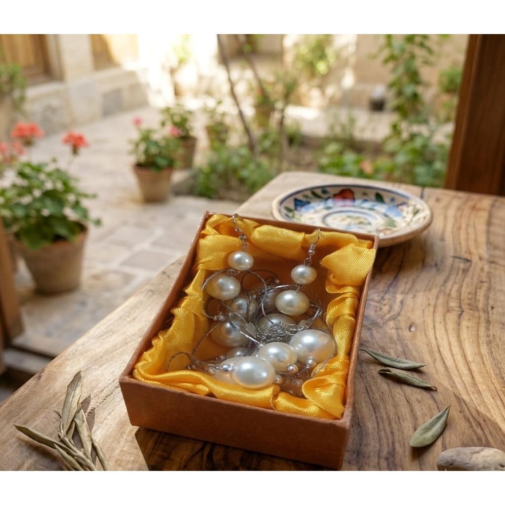 نیم ست وارداتی مروارید 3حلقه ای