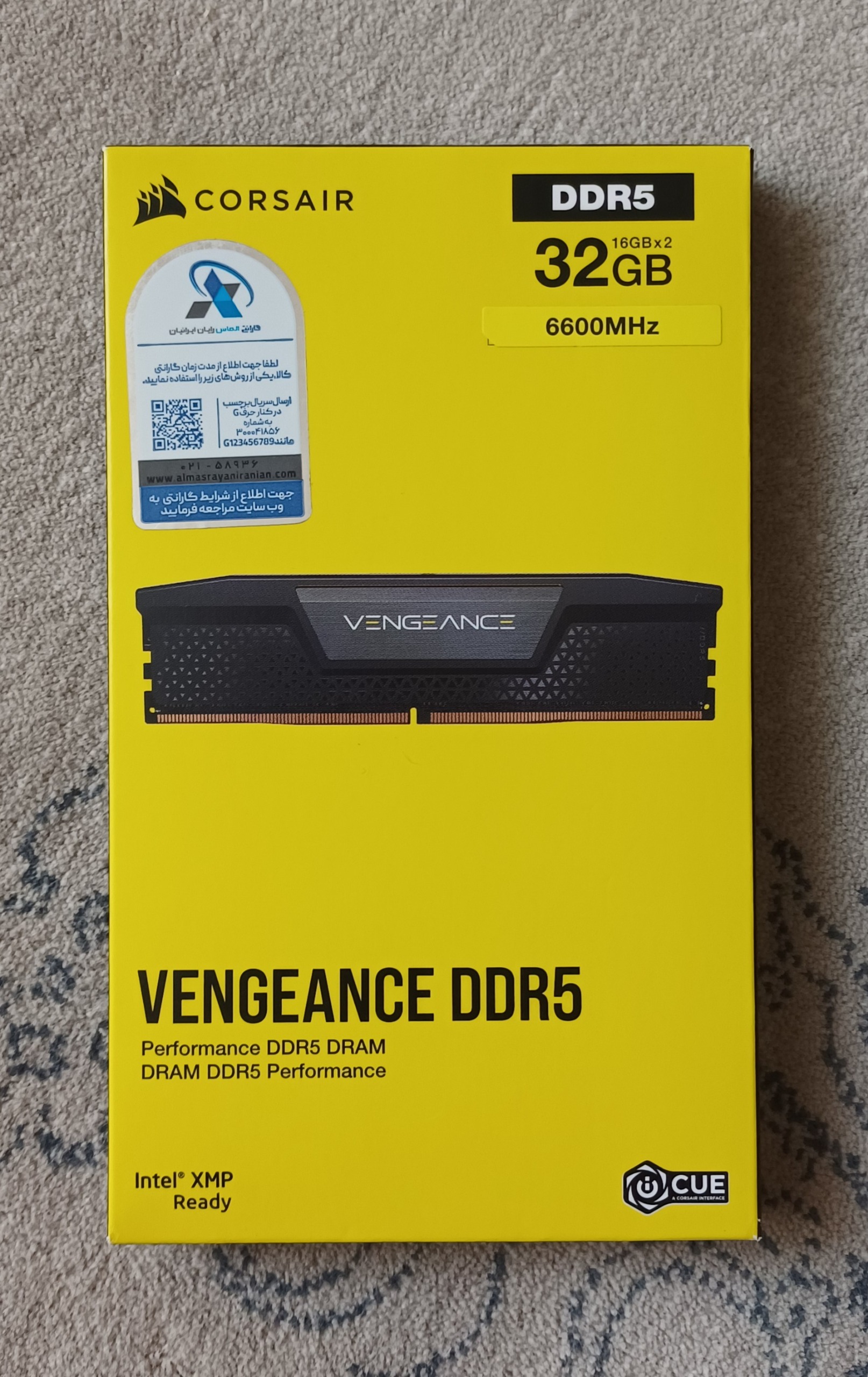 رم کورسیر 16 گیگابایت DDR5 فرکانس 6600 تایمینگ 38