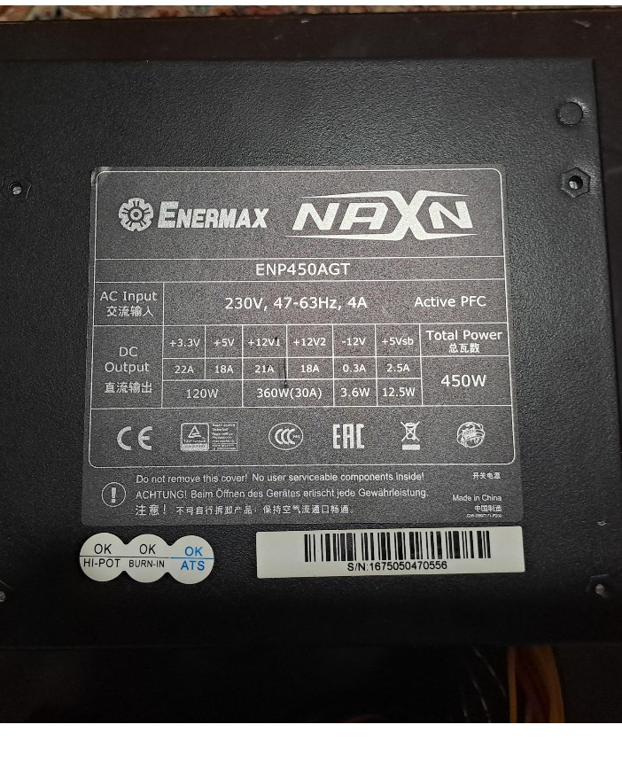 پاور enermax 450 (داغ)