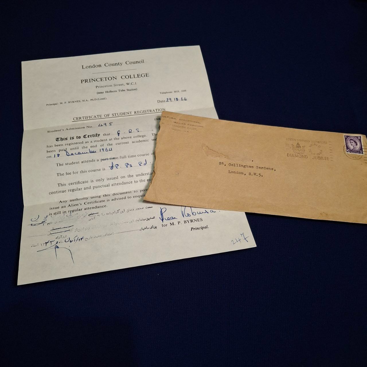 گواهی قدیمی کالج پرینستون پست شده به تهران