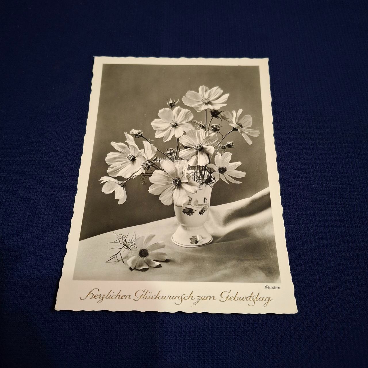 کارت پستال قدیمی تبریک تولد به زبان آلمانی نفیس
