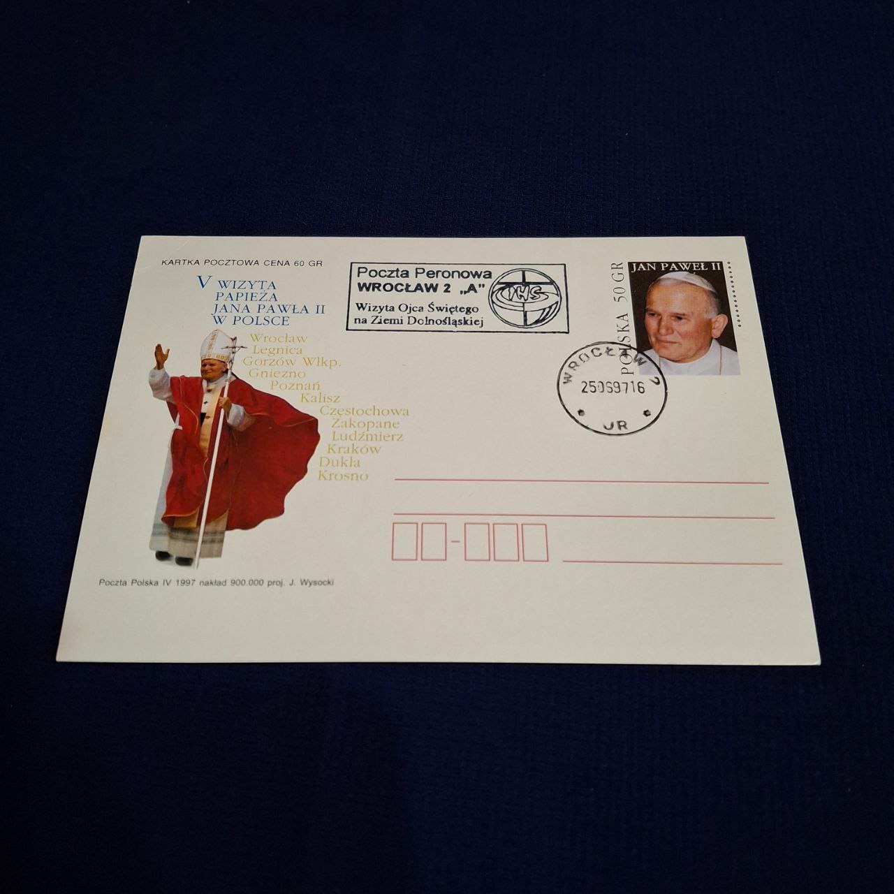 کارت پستال قدیمی پاپ ژان پل دوم بازدید از لهستان