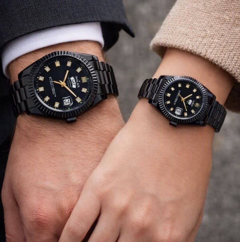 ست ساعت مچی زنانه و مردانه رولکس ROLEX فول بلک