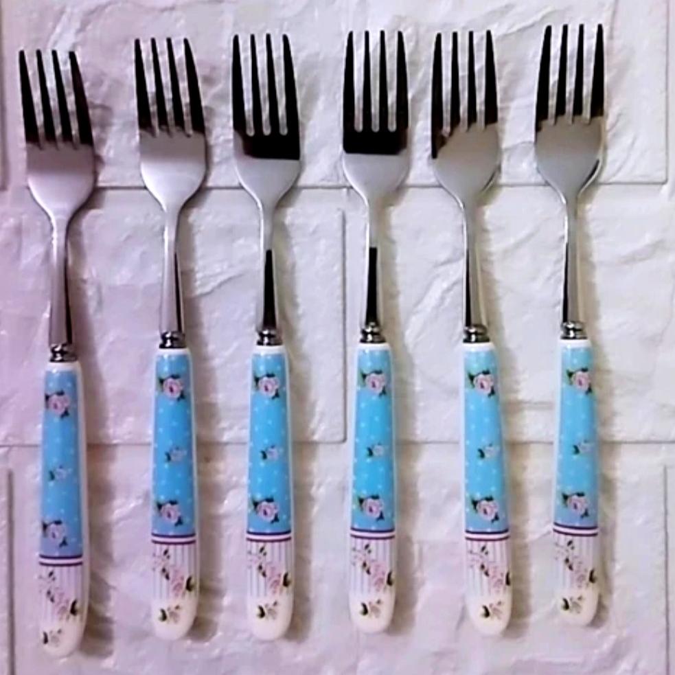 چنگال میوه خوری دسته سرامیکی آنجل آبی