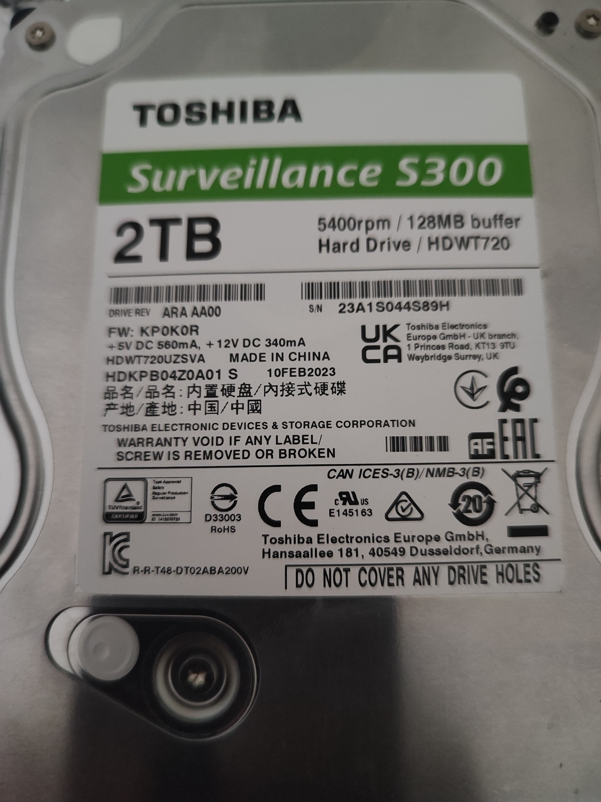 هارد 2 ترابایت s300 توشیبا