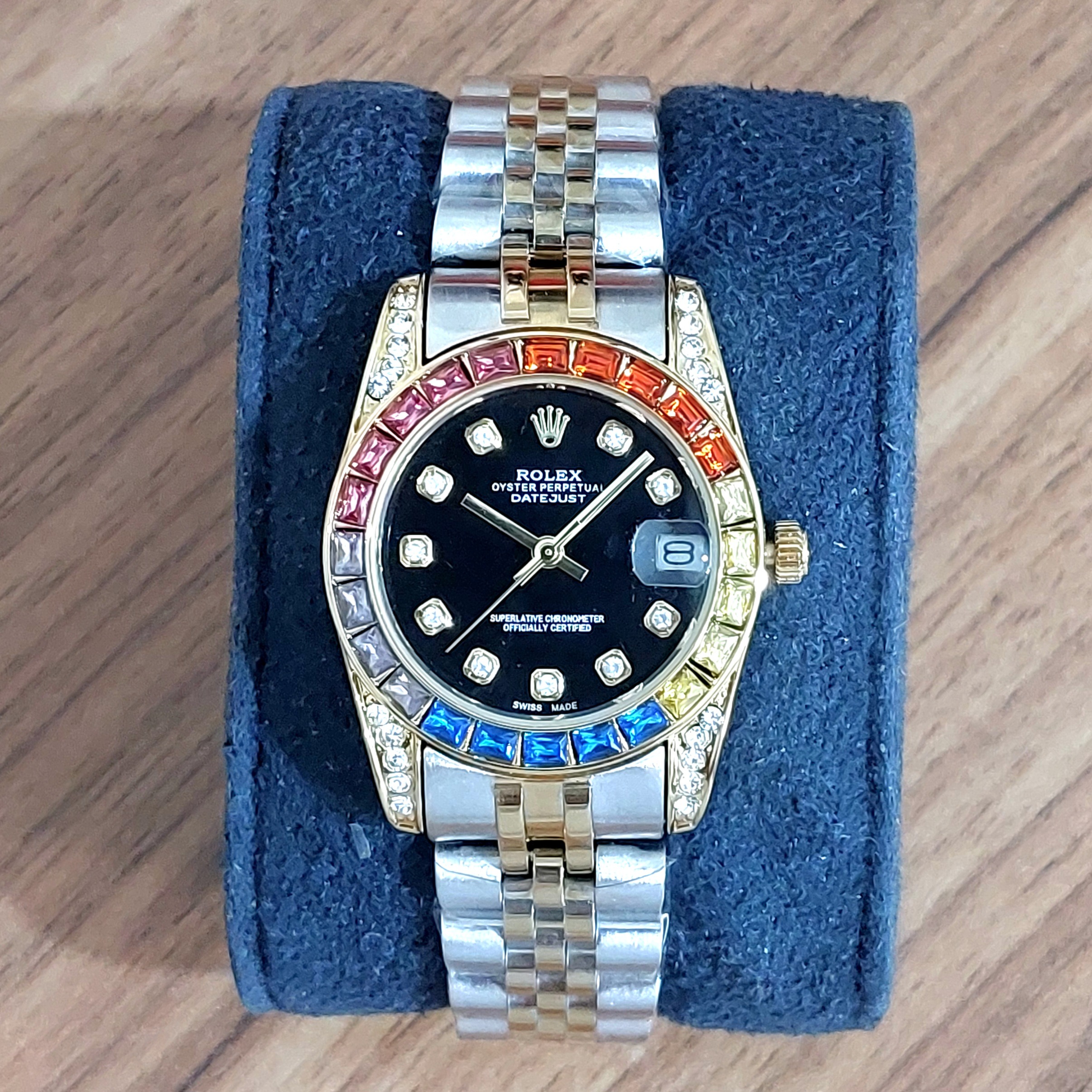 موتور ژاپن ROLEX لاکچری تقویم دار نگین کاری زنانه