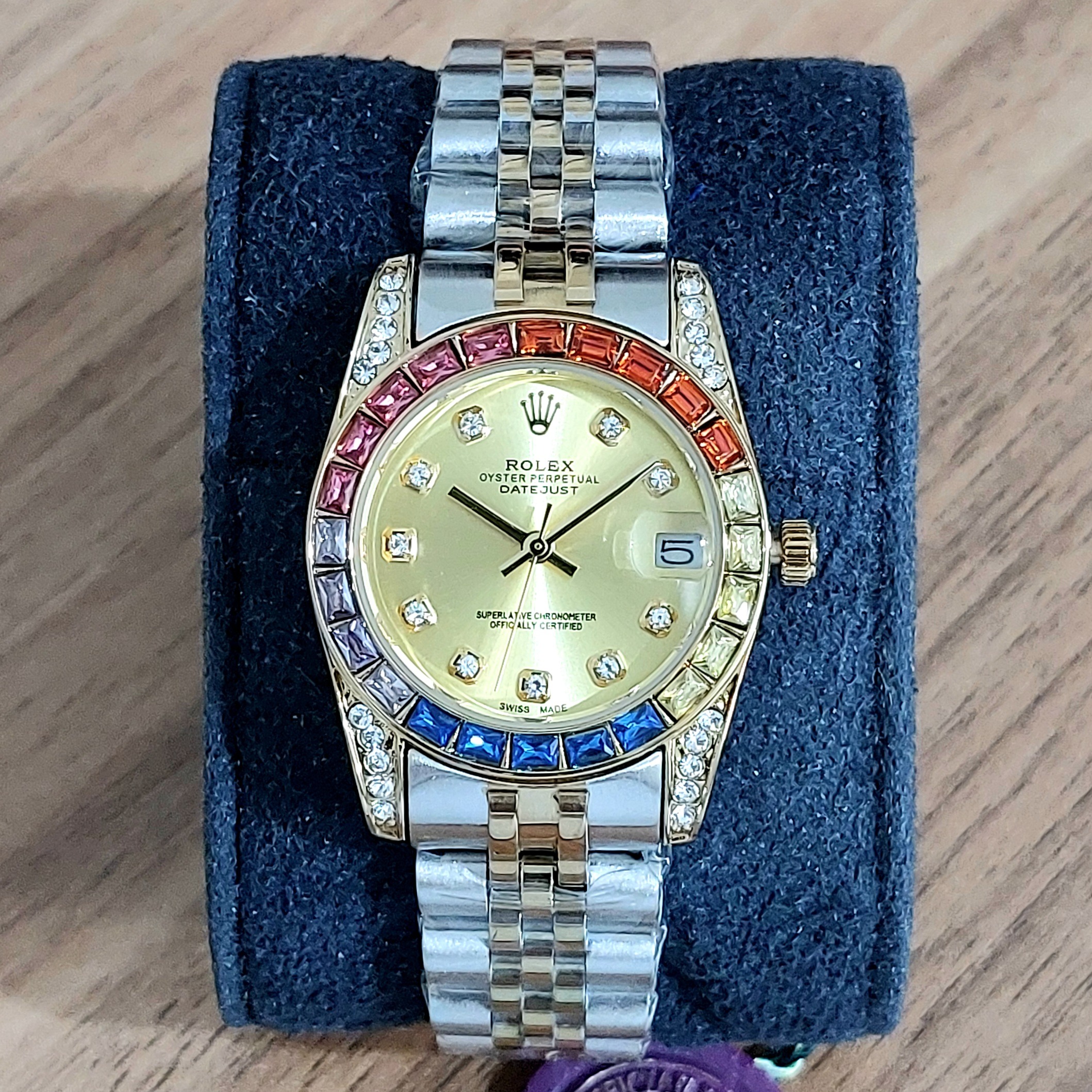 موتور ژاپن ROLEX لاکچری تقویم دار تمام نگین کاری
