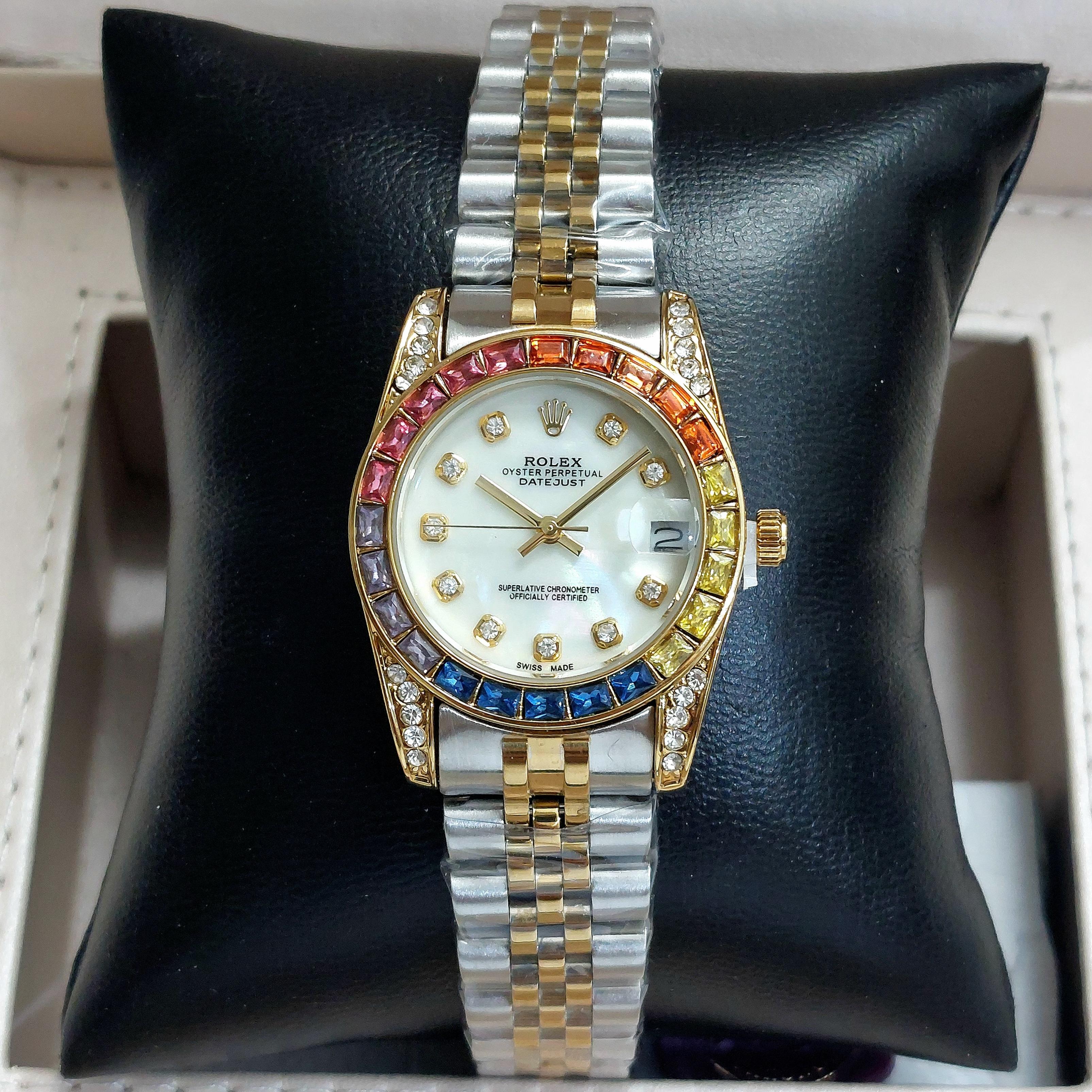 موتور ژاپن ROLEX لاکچری تقویم دار تمام نگین کاری