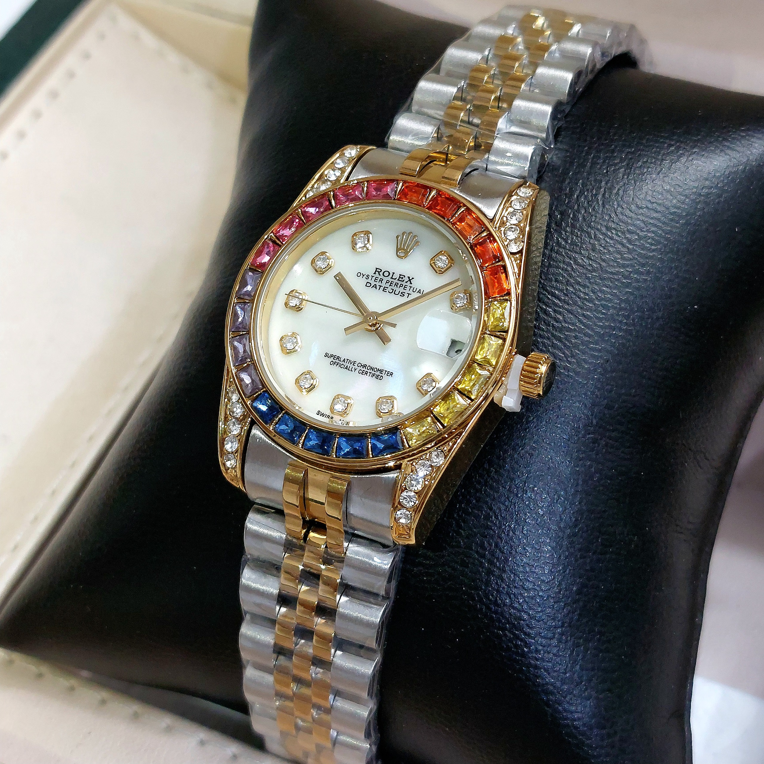 موتور ژاپن ROLEX لاکچری تقویم دار تمام نگین کاری