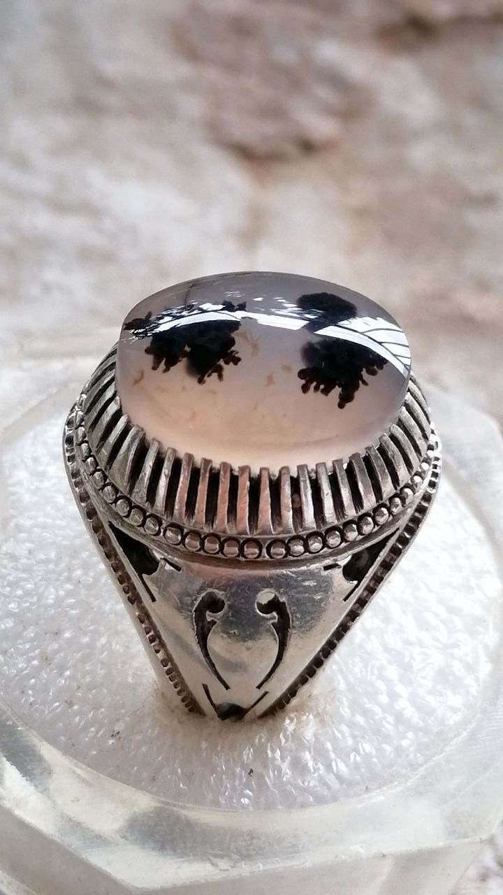 انگشتر نقره شجر طبیعی قائن دستساز