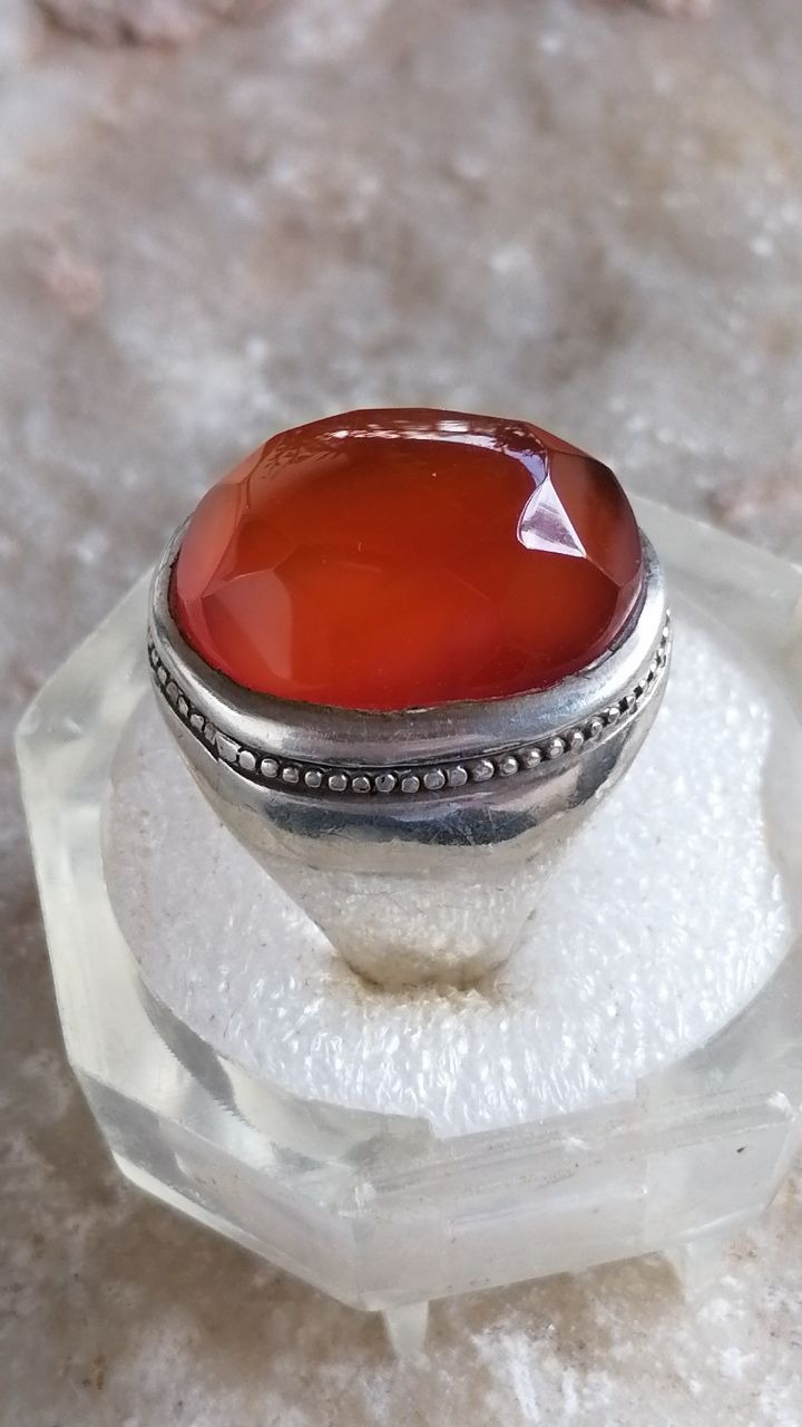 انگشتر نقره عقیق دستساز جواهر تراش