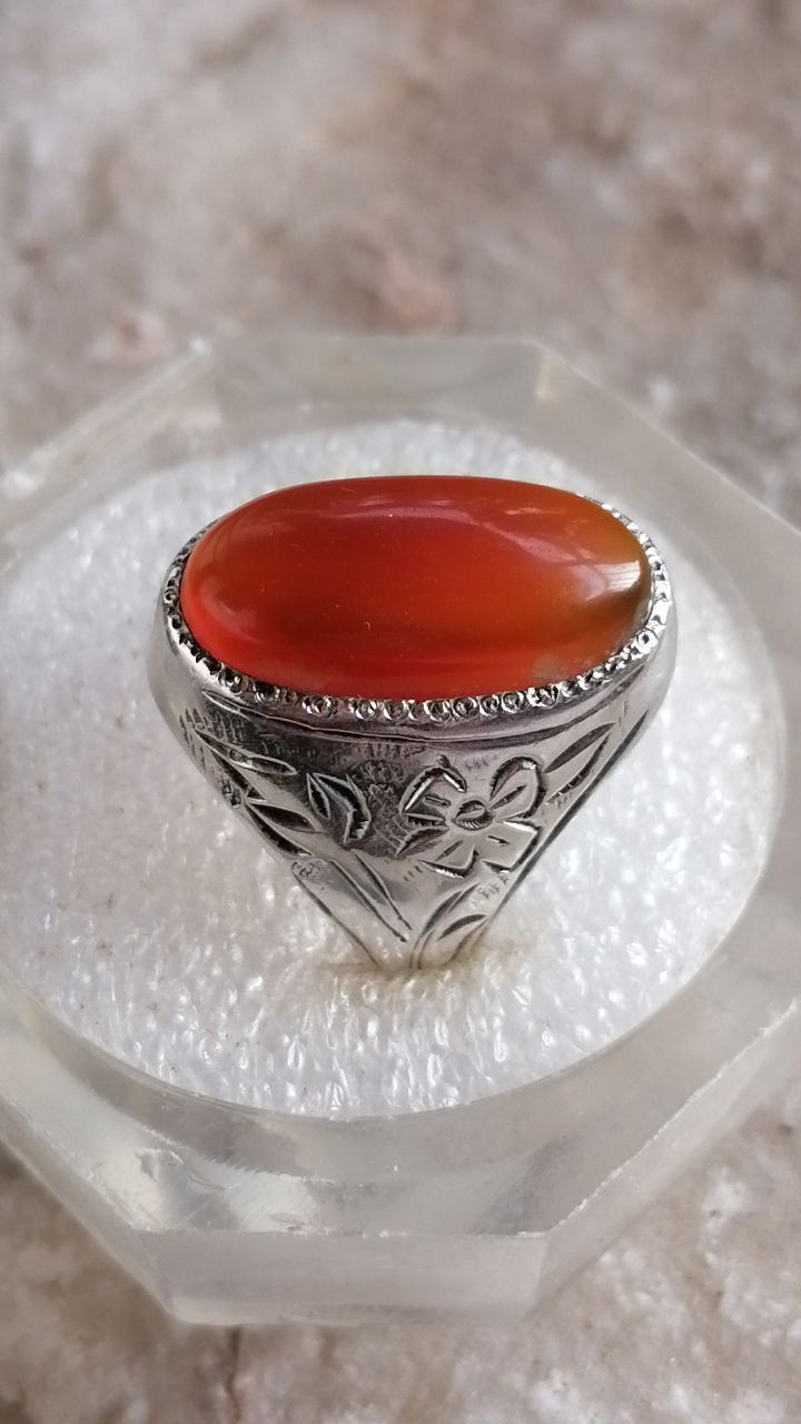 انگشتر نقره عقیق یمن دستساز رکاب قلم