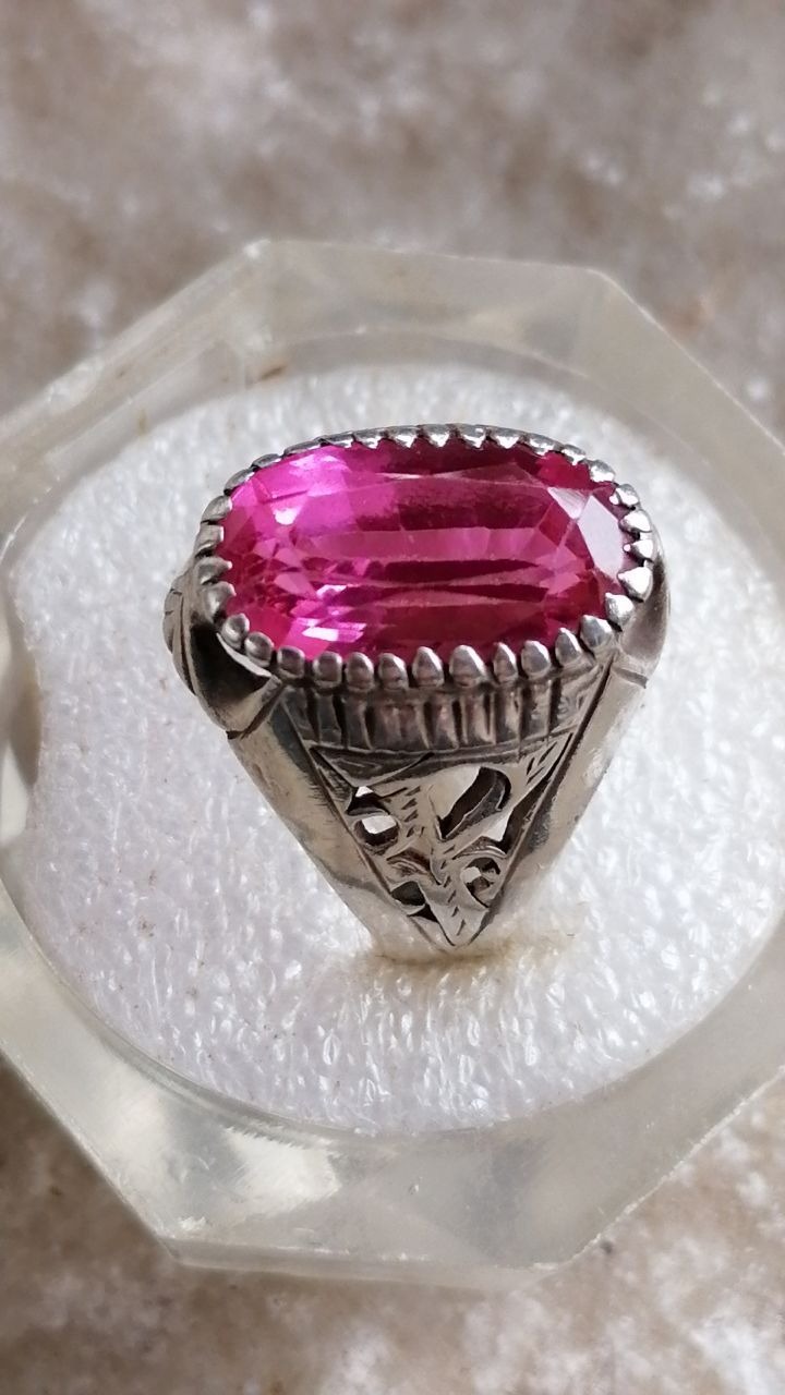 انگشتر نقره جواهری توپاز صورتی دستساز