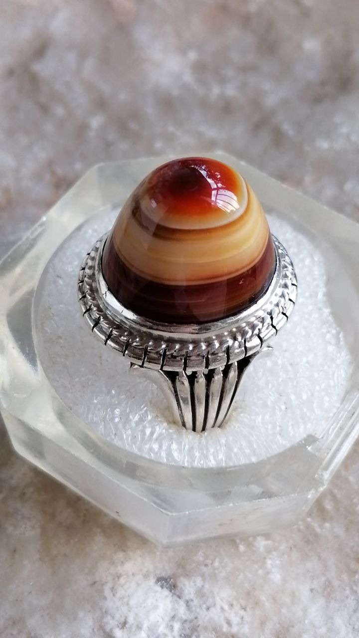 انگشتر نقره باباقوری سه پوست دستساز ومهردار